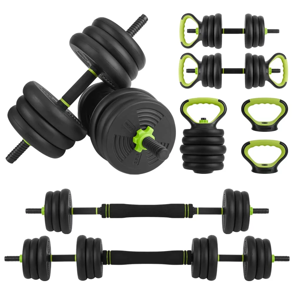 Tuekys 4-in-1 Adjustable Dumbbells Set Barbell Kettlebells Push-up-Stand 66 Pounds for Home Gym Fitness Exercises - Womvr