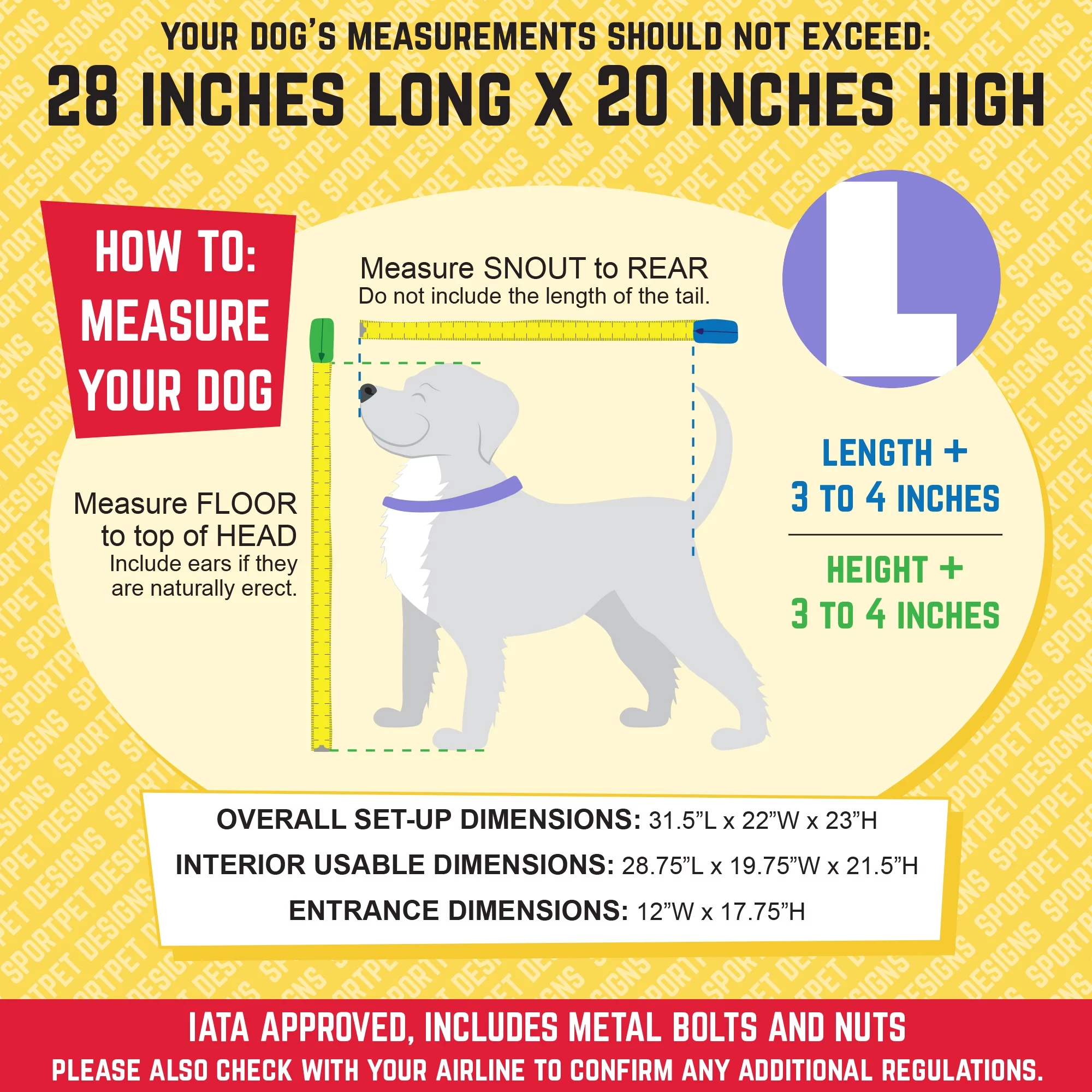 SportPet Designs Plastic Dog IATA Airline Approved Kennel Carrier, Medium, 1 Piece - Womvr