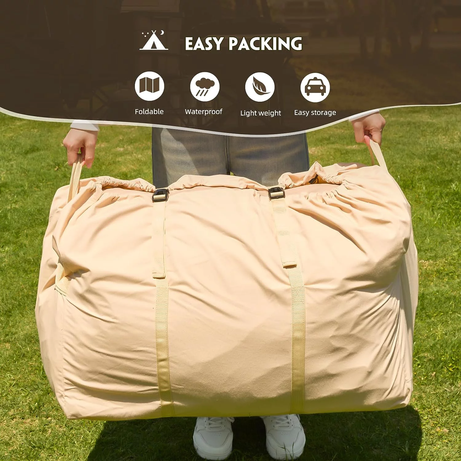 Richryce Extra Large Inflatable Camping Tent with Pump, Glamping Tents Easy Setup 4 Season Waterproof Windproof with Stove Jack & Mesh Windows & Pump - Womvr