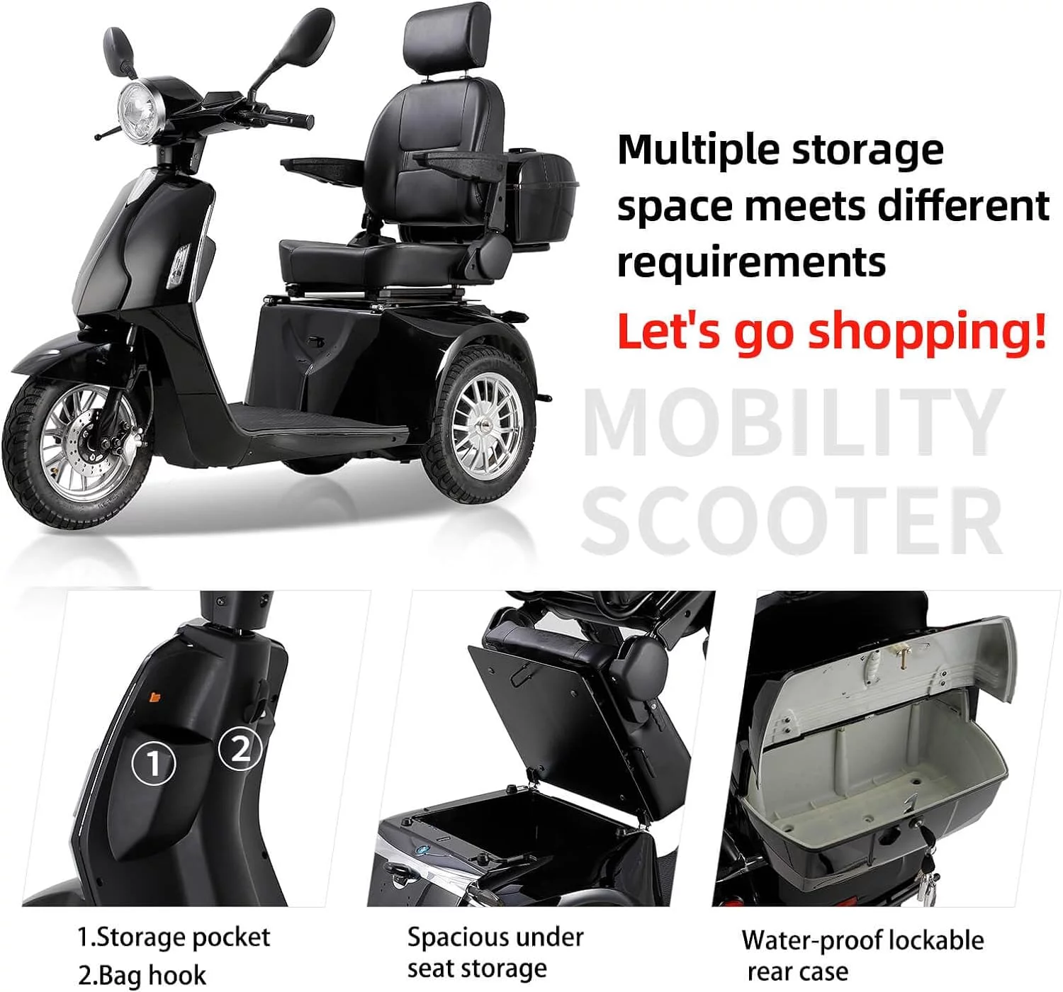 Mobile scooter Medical electric wheelchair equipment adjustable seat - Womvr
