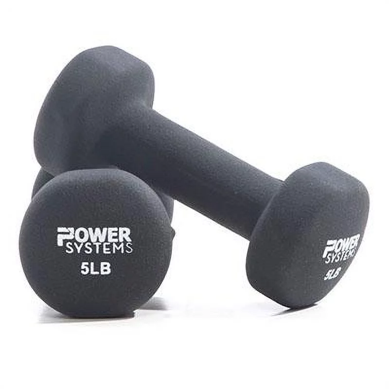 Power Systems Premium Neoprene Coated Dumbbell, Black, Pair, 8 lb - Womvr