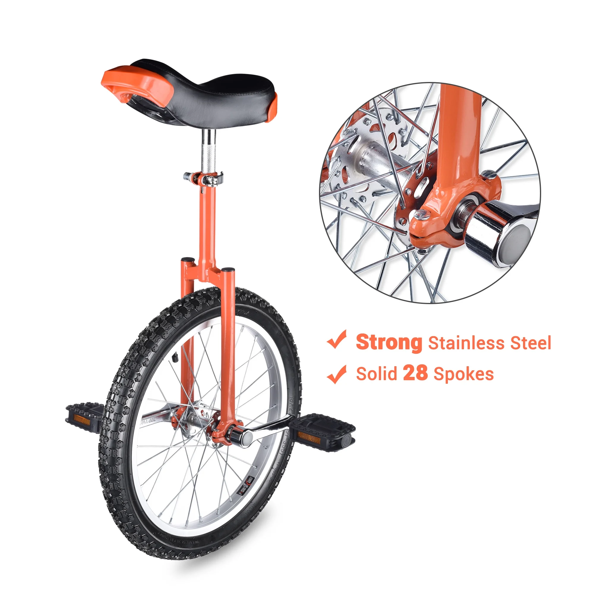 Yescom 18 In Wheel Outdoor Unicycle Skid-proof Tire Fitness Bicycle Balance Training for Adults Teenagers Kids, Silver - Womvr