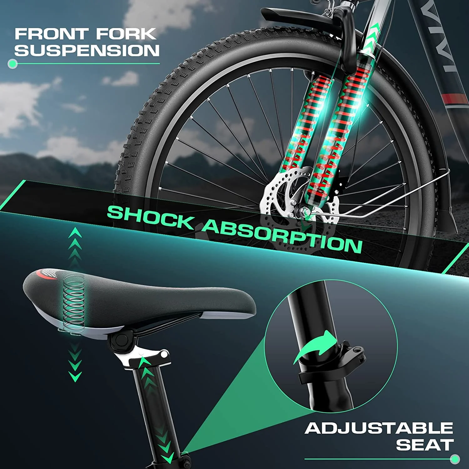 Vivi Electric Bike 26'' Electric Bike for Adults 500W Electric Bike with 48V Removable Battery, Electric Commuter Cruiser Bike 20MPH & 50 Mile City Electric Bike with Cruise Control - Womvr