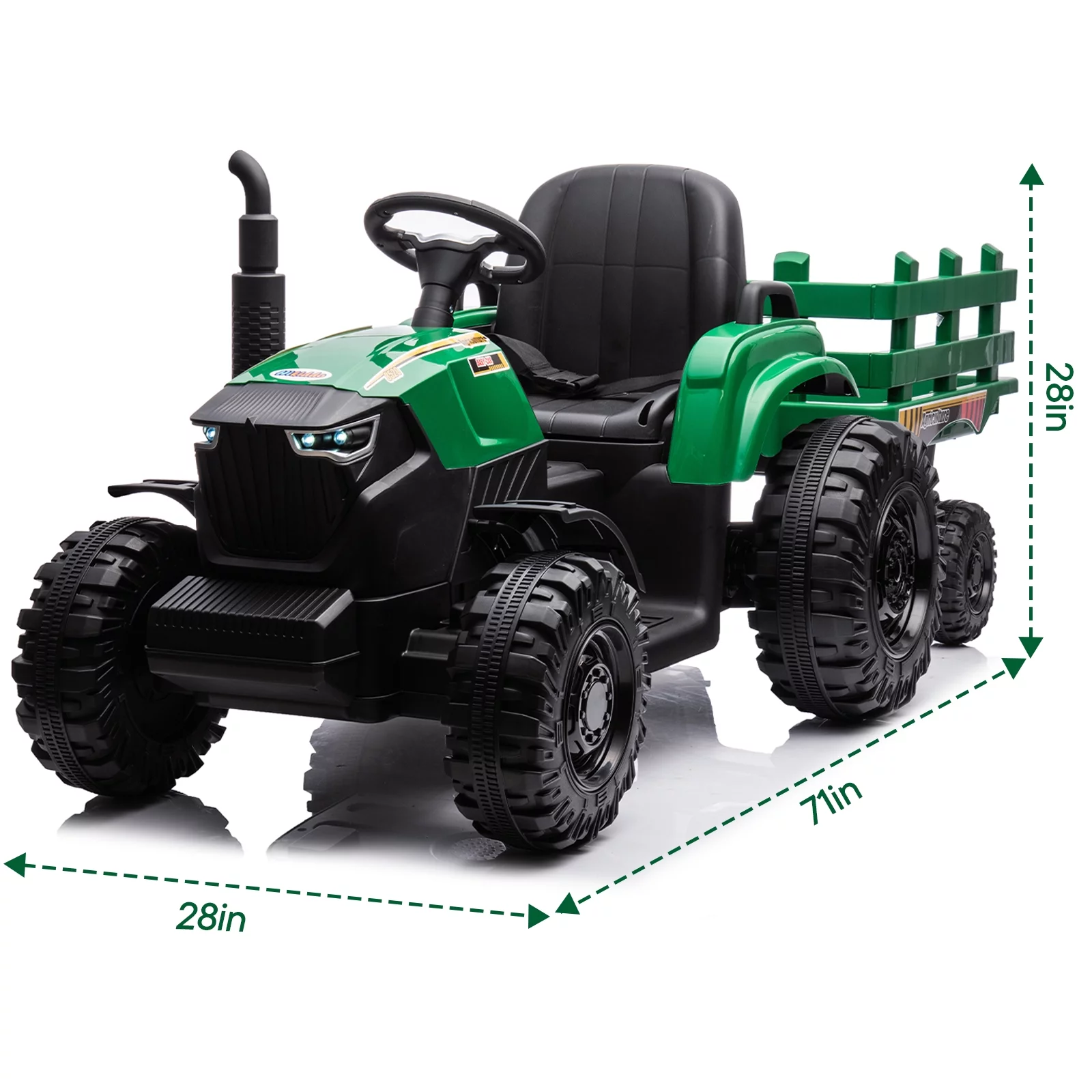 Hikiddo 24 Volt Ride on Toys, Kids Electric Ride On Tractor with Trailer & Remote - Green - Womvr