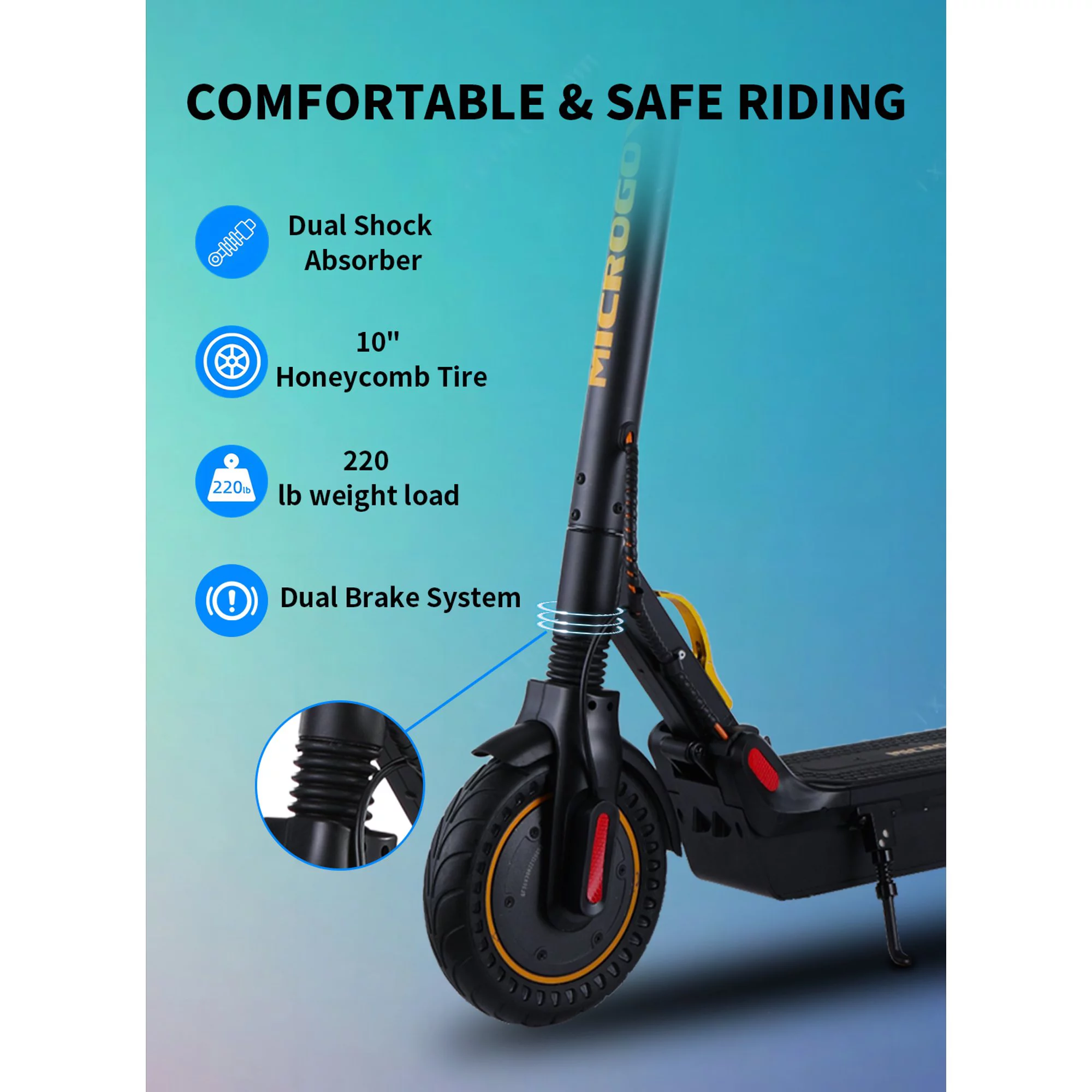MICROGO M5 PRO Electric Scooter, 500W Motor 10.4 Ah Battery Long Range for Adults, 10