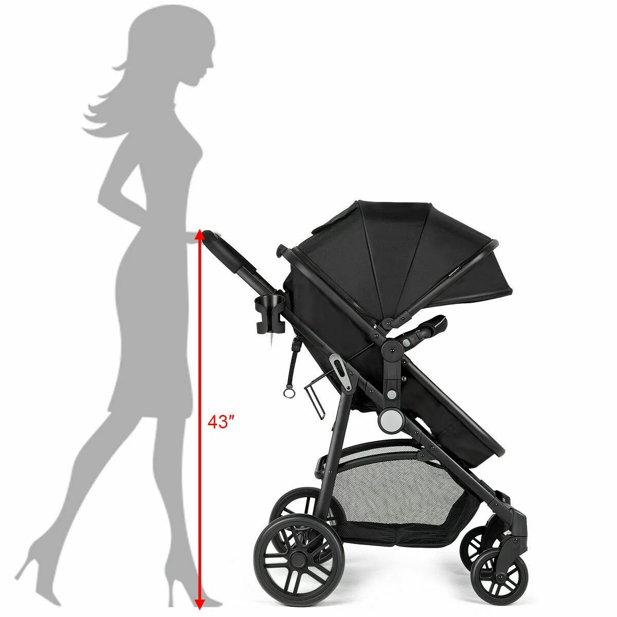 Costway Foldable Baby Stroller 2 in1 Newborn Infant Travel Buggy Pushchair Black - Womvr