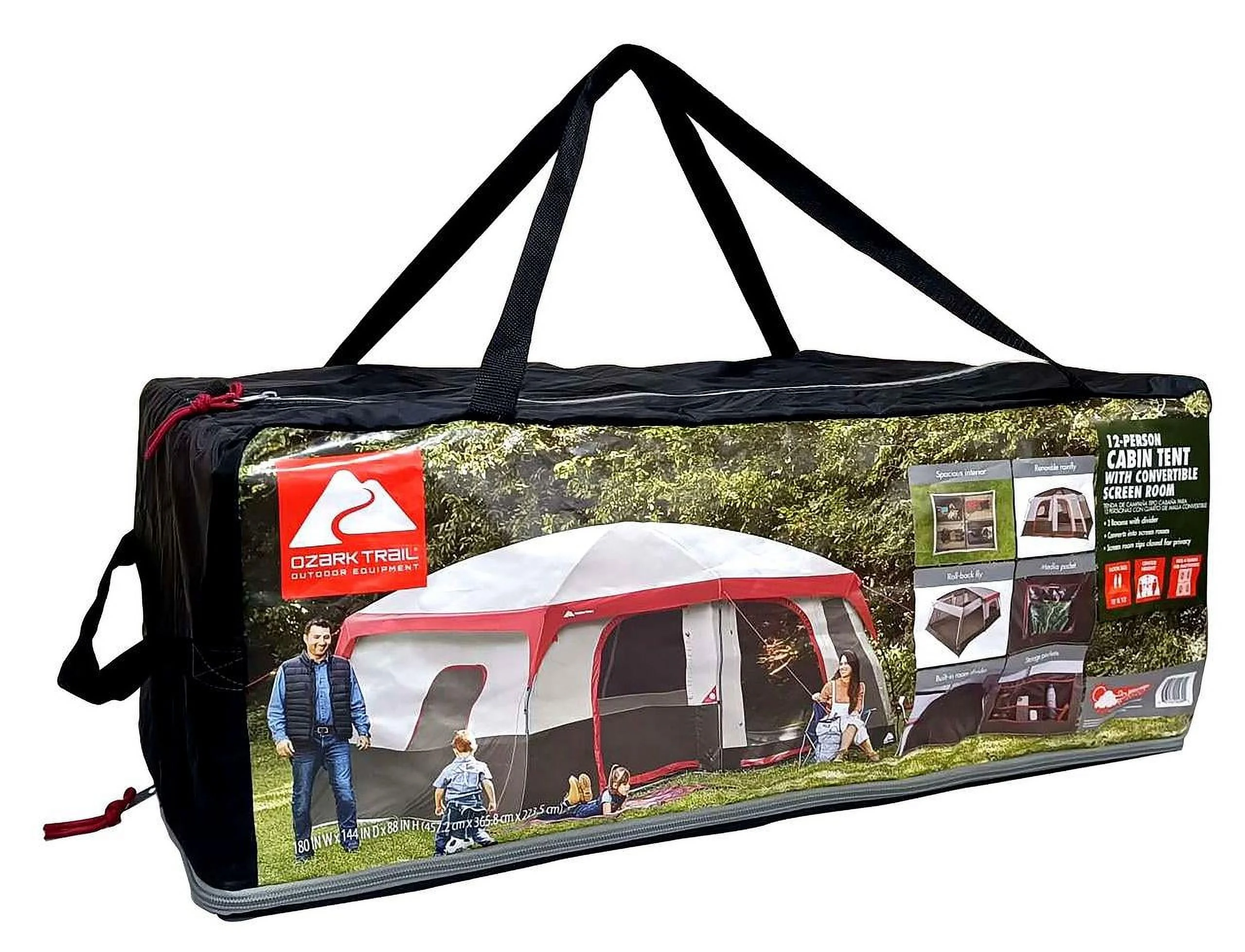 Ozark Trail 12-Person Cabin Tent, with Convertible Screen Room - Womvr