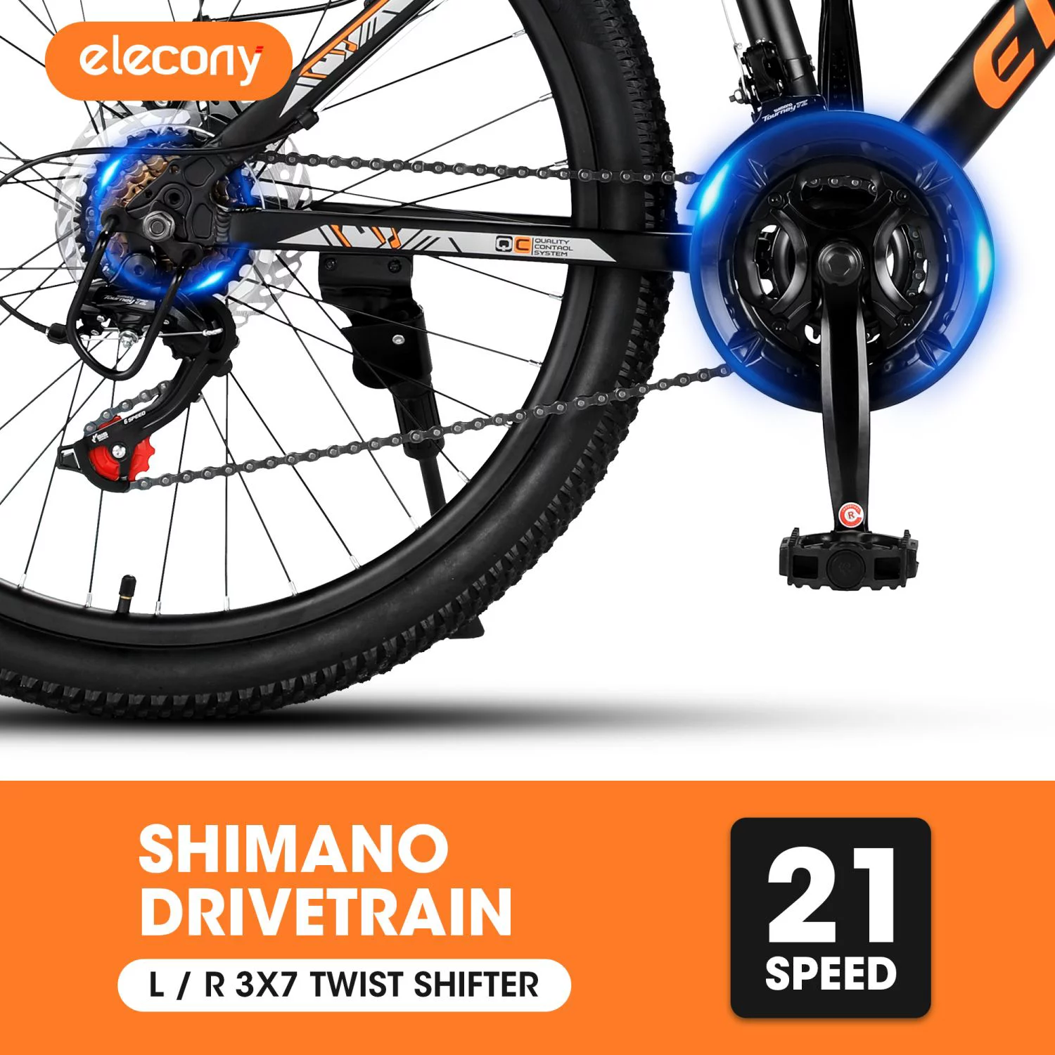 24 inch Mountain Bike, Shimano 21 Speed Drive, Dual Disc Brake, Front Suspension MTB For Boy Girl - Womvr