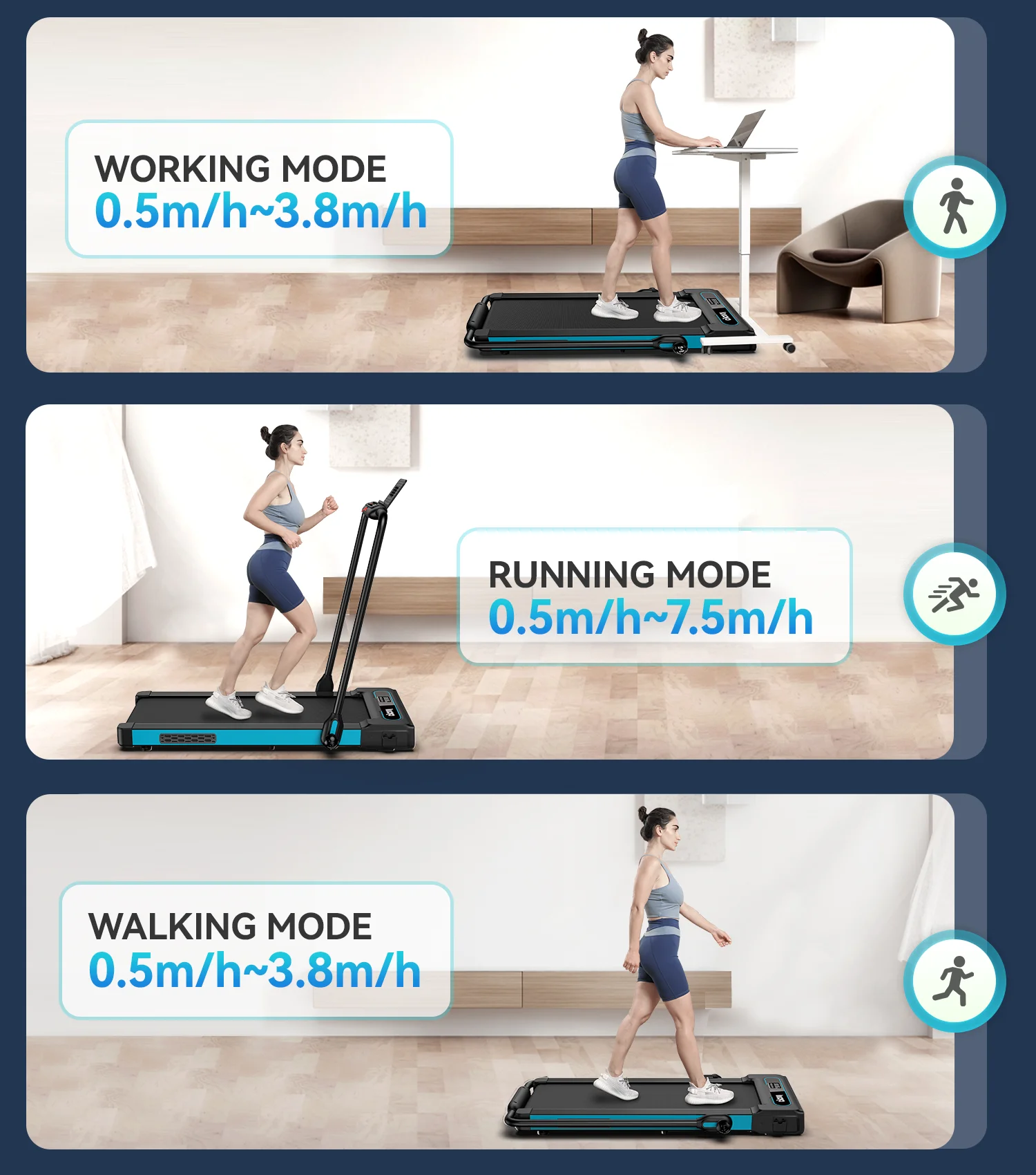 TOSSFD 2.5HP Folding Treadmill with Display Screen Electric Running Walking Machine for Home Fitness R46201 - Womvr