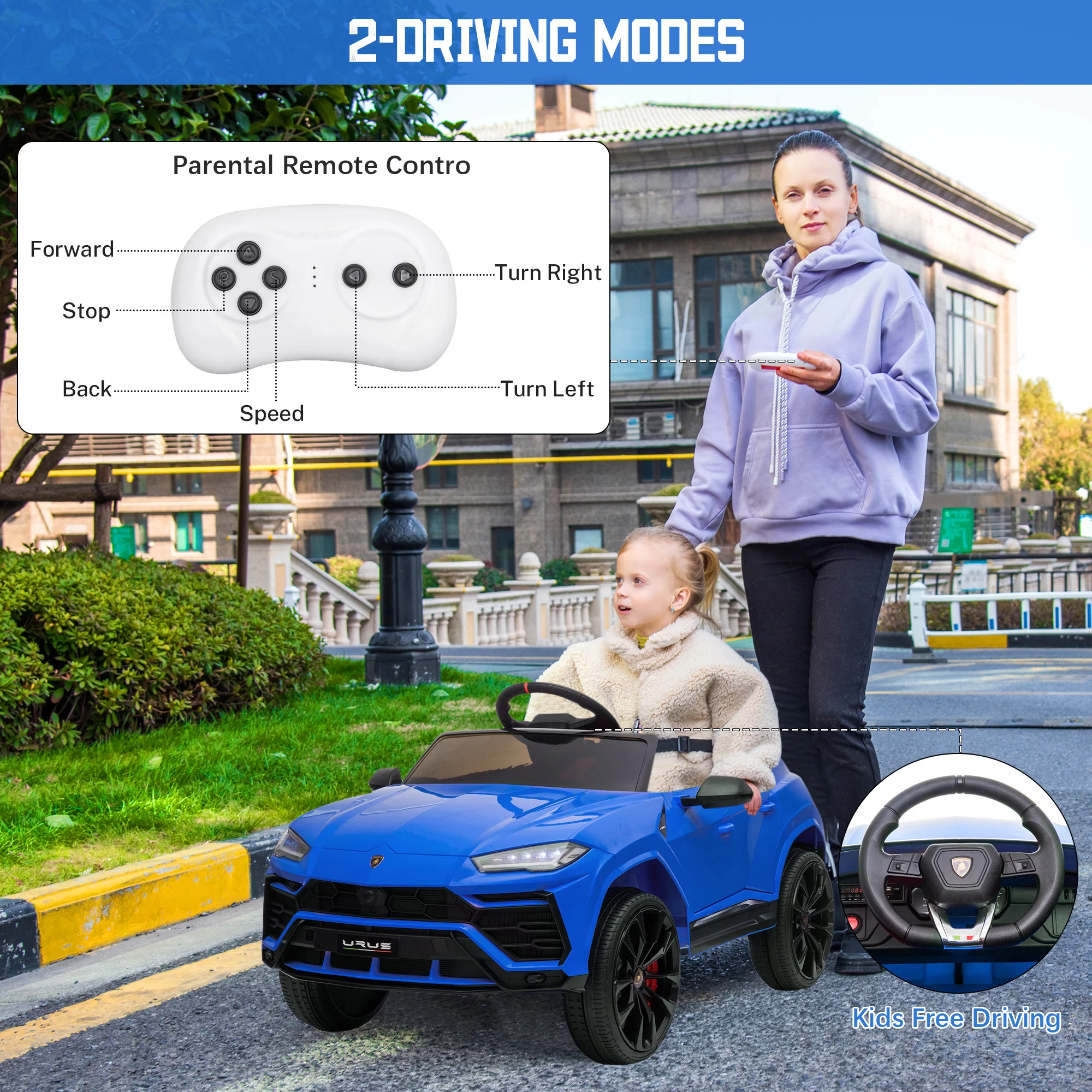 Seizeen 12V Kids Ride On Cars Battery Powered, Lamborghini Ride on Toy w/ Remote Control, 3 Speeds, Music Player, Ride On Cars for Kids As Best Gift for Girls Boys, Pink - Womvr