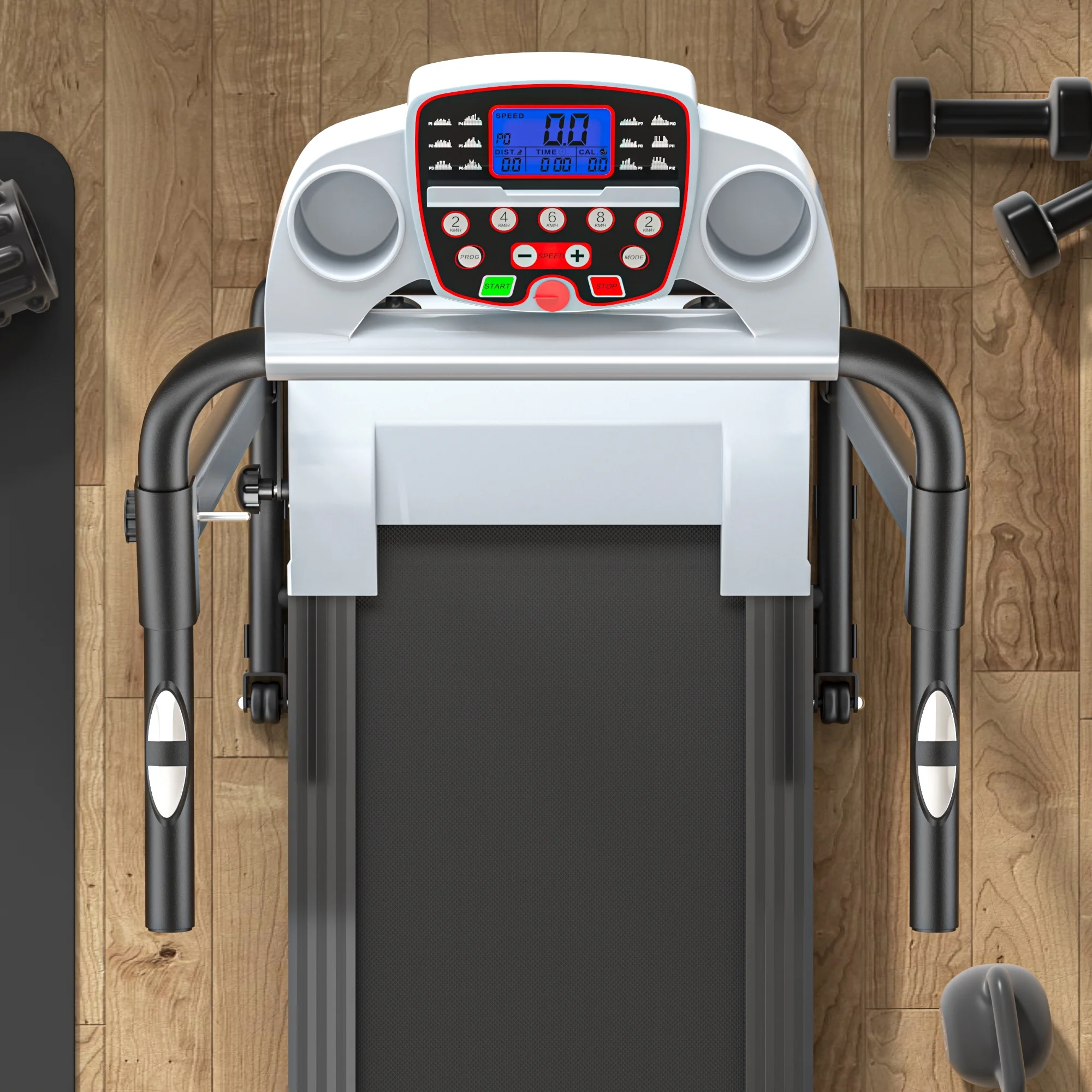 Jaxpety 2.0 HP Portable Folding Electric Treadmill 3 Incline Running Machine with LCD Display, Ipad and Drink Holder - Womvr