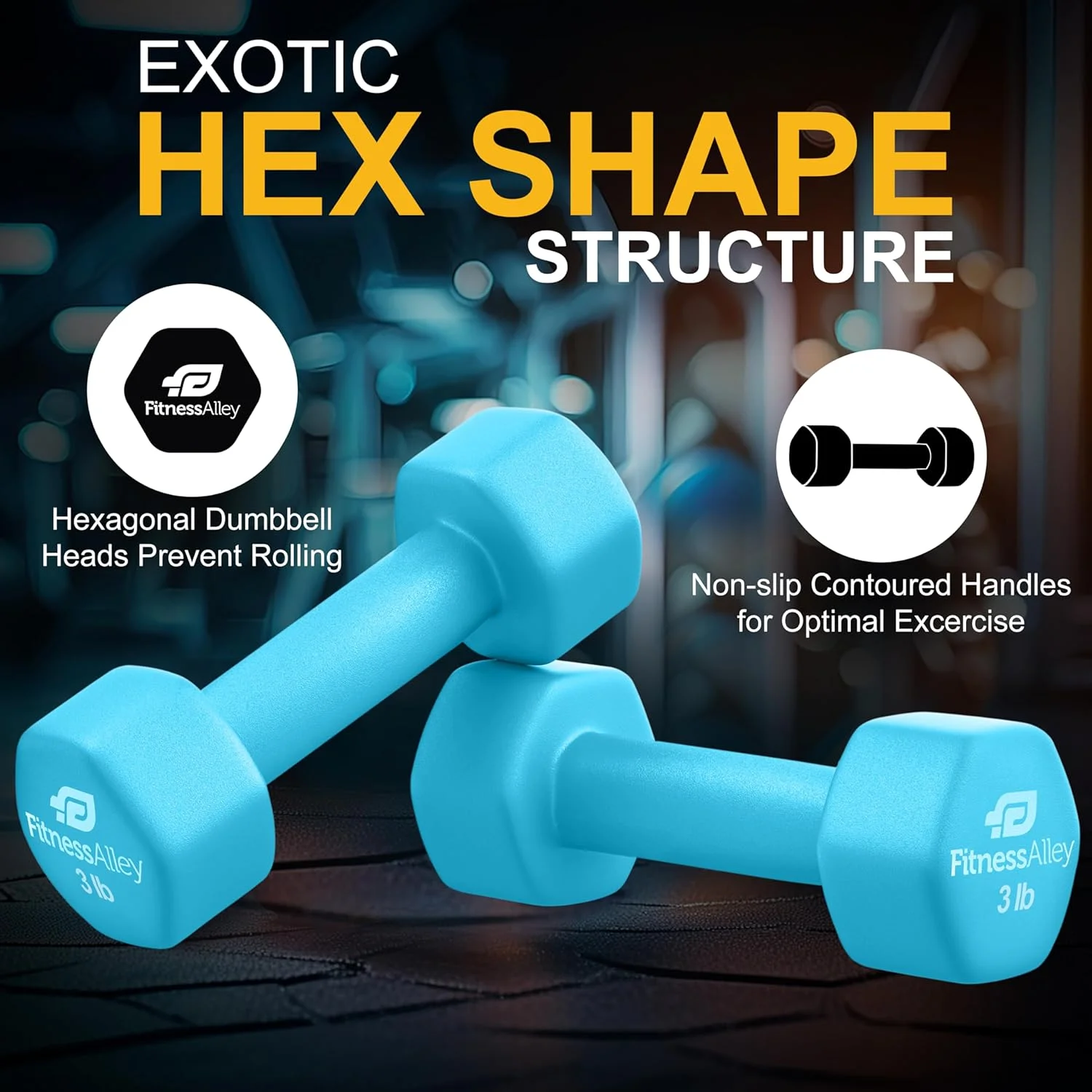 Fitness Alley Neoprene Coated Workout Dumbbells set of 2 �C Anti Roll, Non Slip with Smooth Grip Fitness & Exercise Dumbbells �C Hexagon Shaped Hand Weights (17.5 Pounds) - Womvr