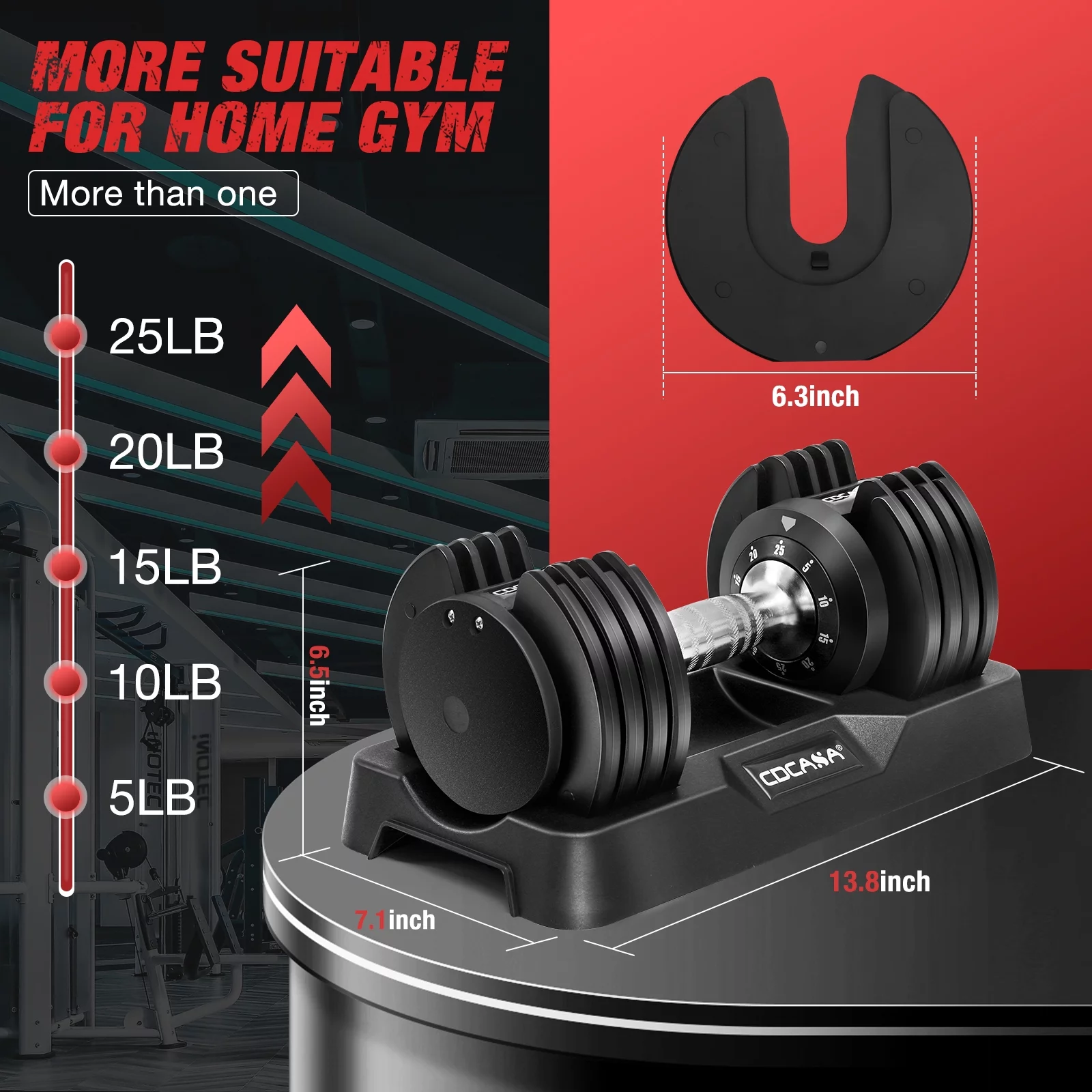 July's Song Adjustable Dumbbell Set,25 Lb Weights Set for Home Gym with Anti-Slip Handle,5-25 Lbs,Black - Womvr