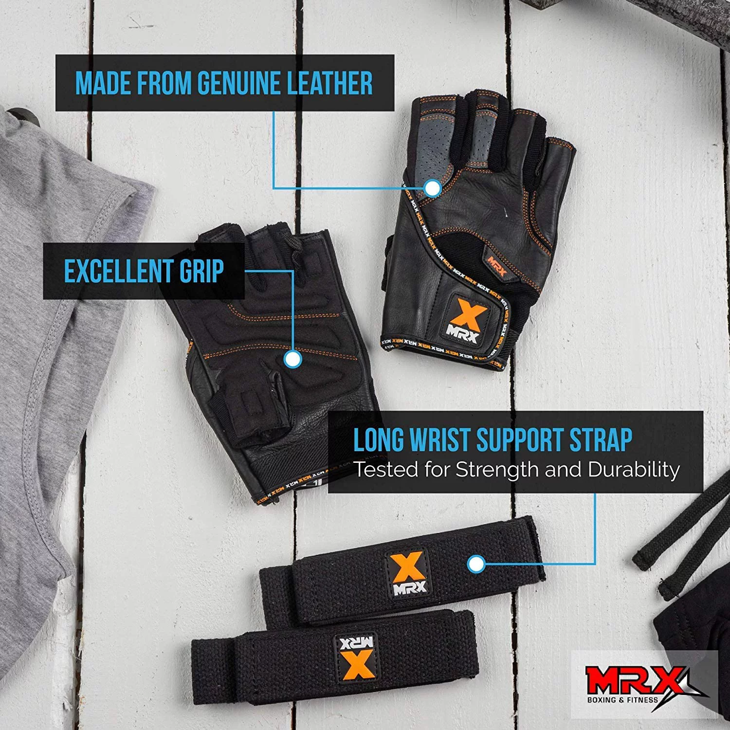 MRX Weight Lifting Gloves Gym Power Training Fitness Bodybuilding Glove Long Wrist Strap Black / Red M - Womvr