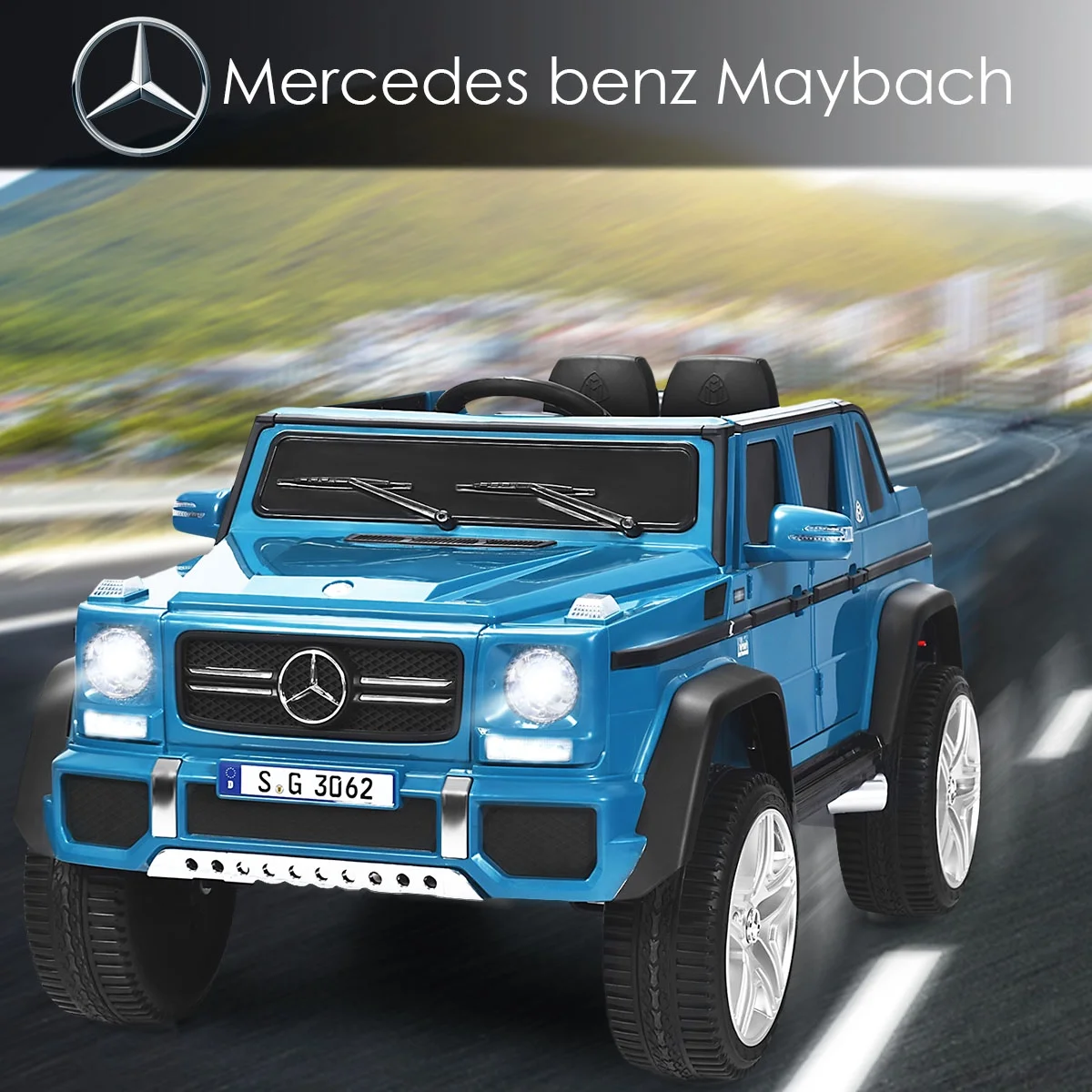 Costway Mercedes Benz 12V Electric Kids Ride On Car RC Remote Control W/Trunk, Blue - Womvr