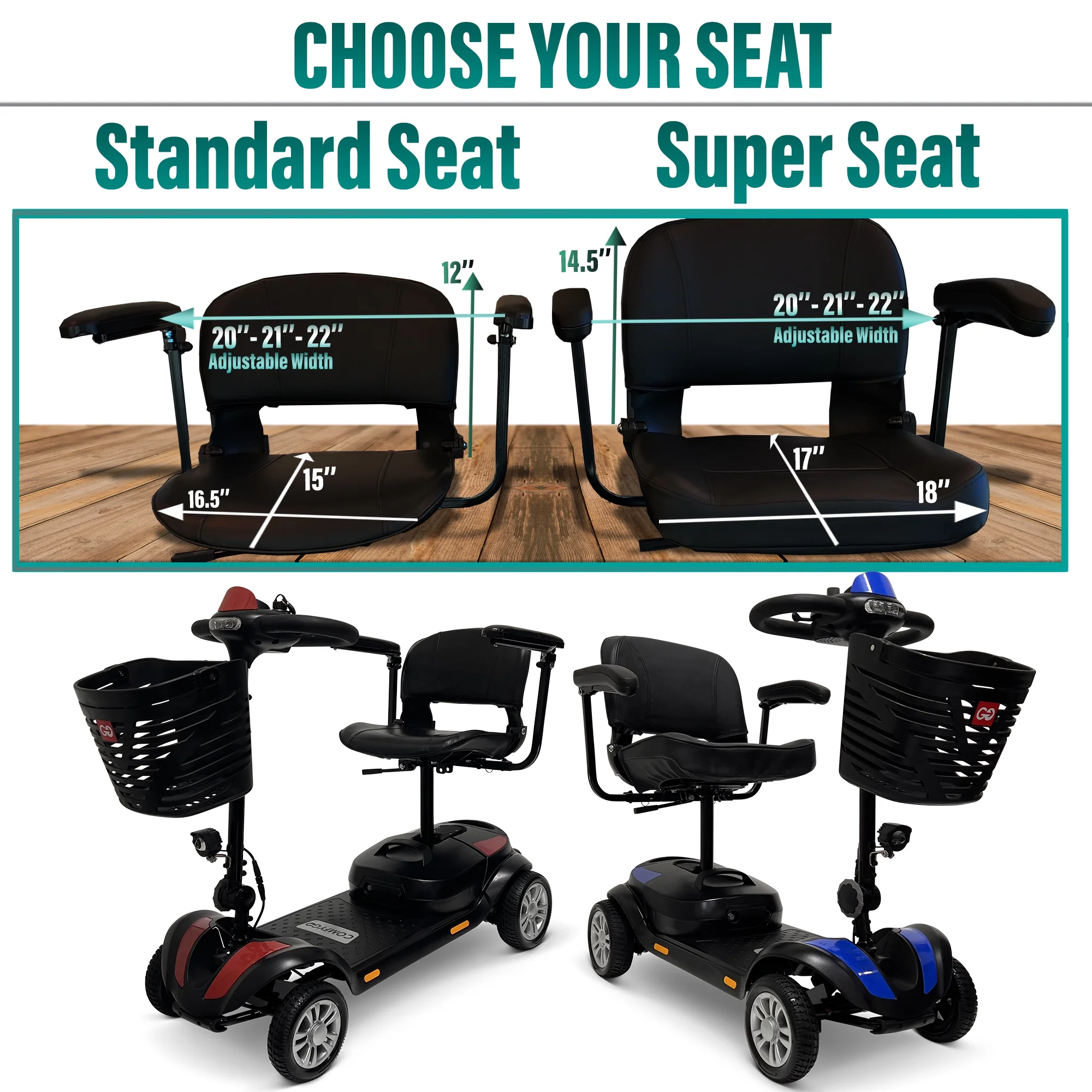 Mobility Scooters, 30 Miles Powered Mobility Scooter for Adults with Super Seat, 30AH - Womvr