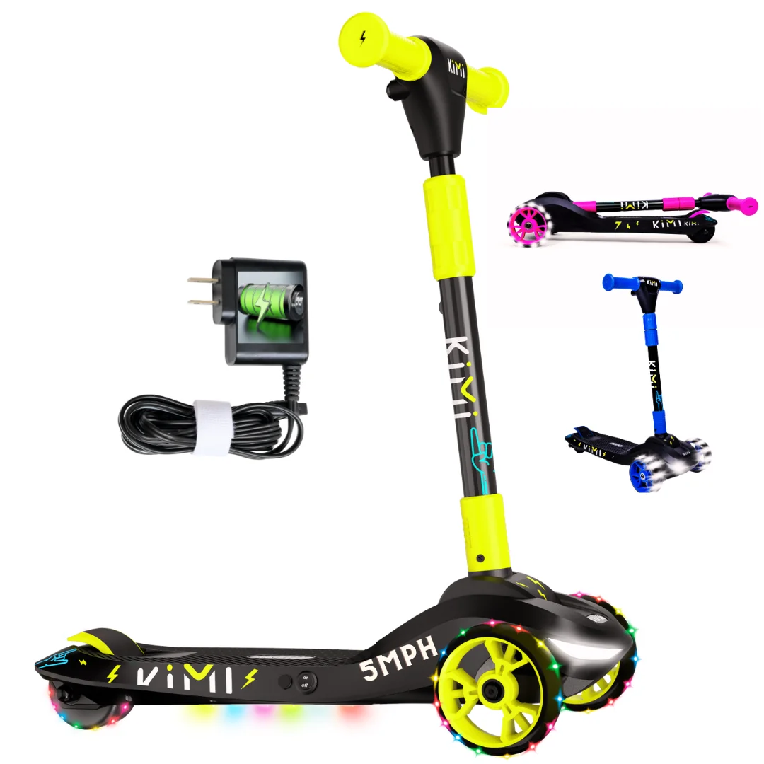 Kimi Kids 3-Wheel Electric Scooter, Ages 2-9, 5Mph, Lights, 10 Miles Range - Womvr