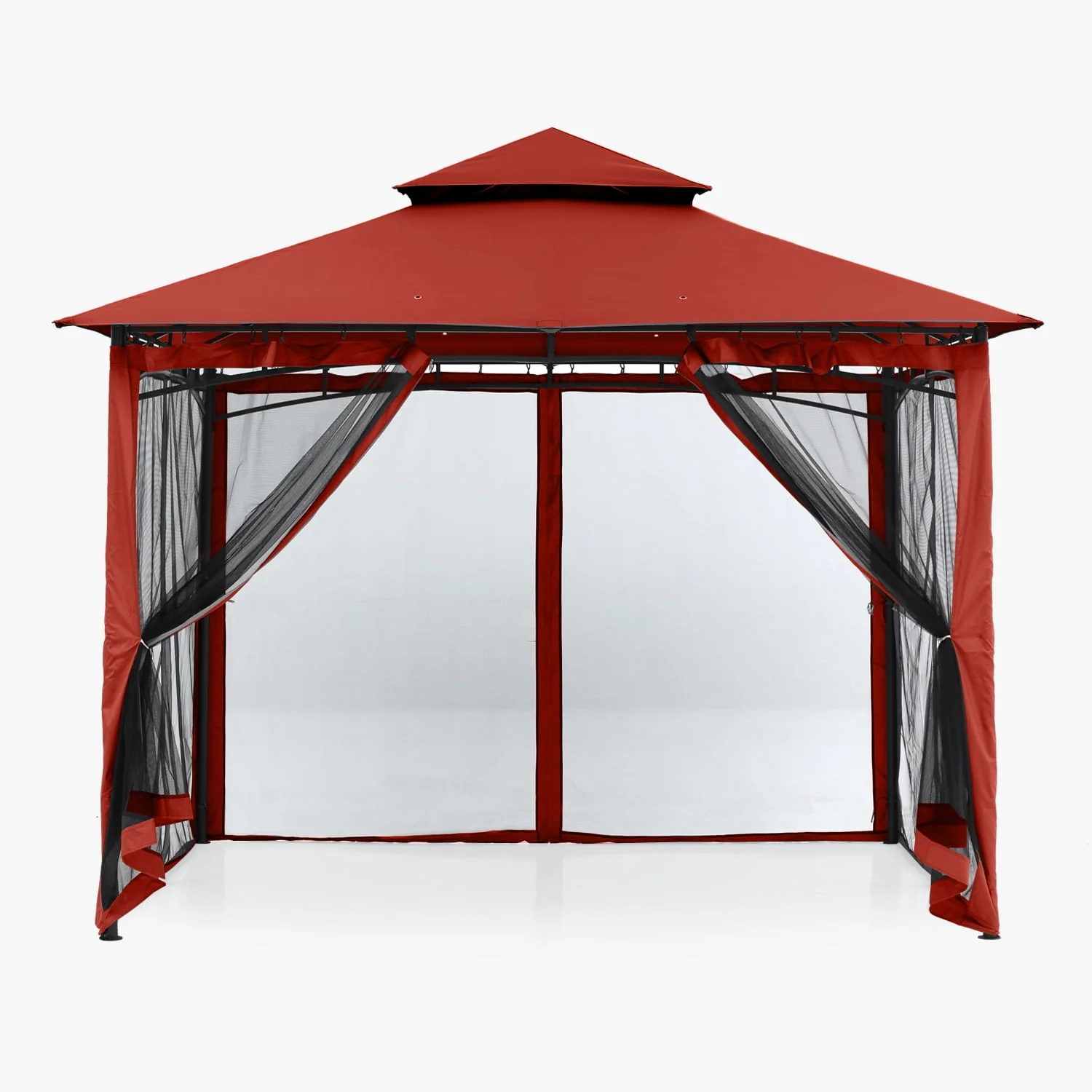 ABCCANOPY 9'x9' Patio Gazebo With Mosquito Netting and Double Soft Roof Canopies for Shade and Rain,Rust Red - Womvr