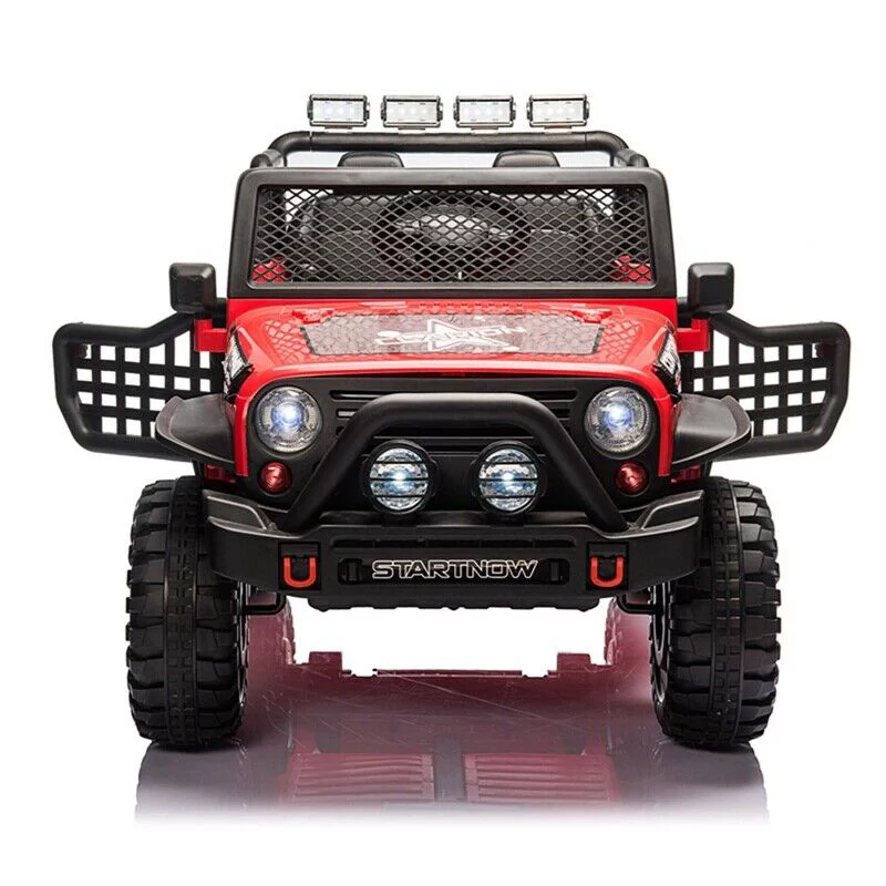 PWFE 12 Volt Kids Electric Car Kids Ride On Car with Remote Control, 2 Seats Kids Jeep with LED Lights, Wheels Suspension, Music, Horn, 110lbs Load(Pink) - Womvr