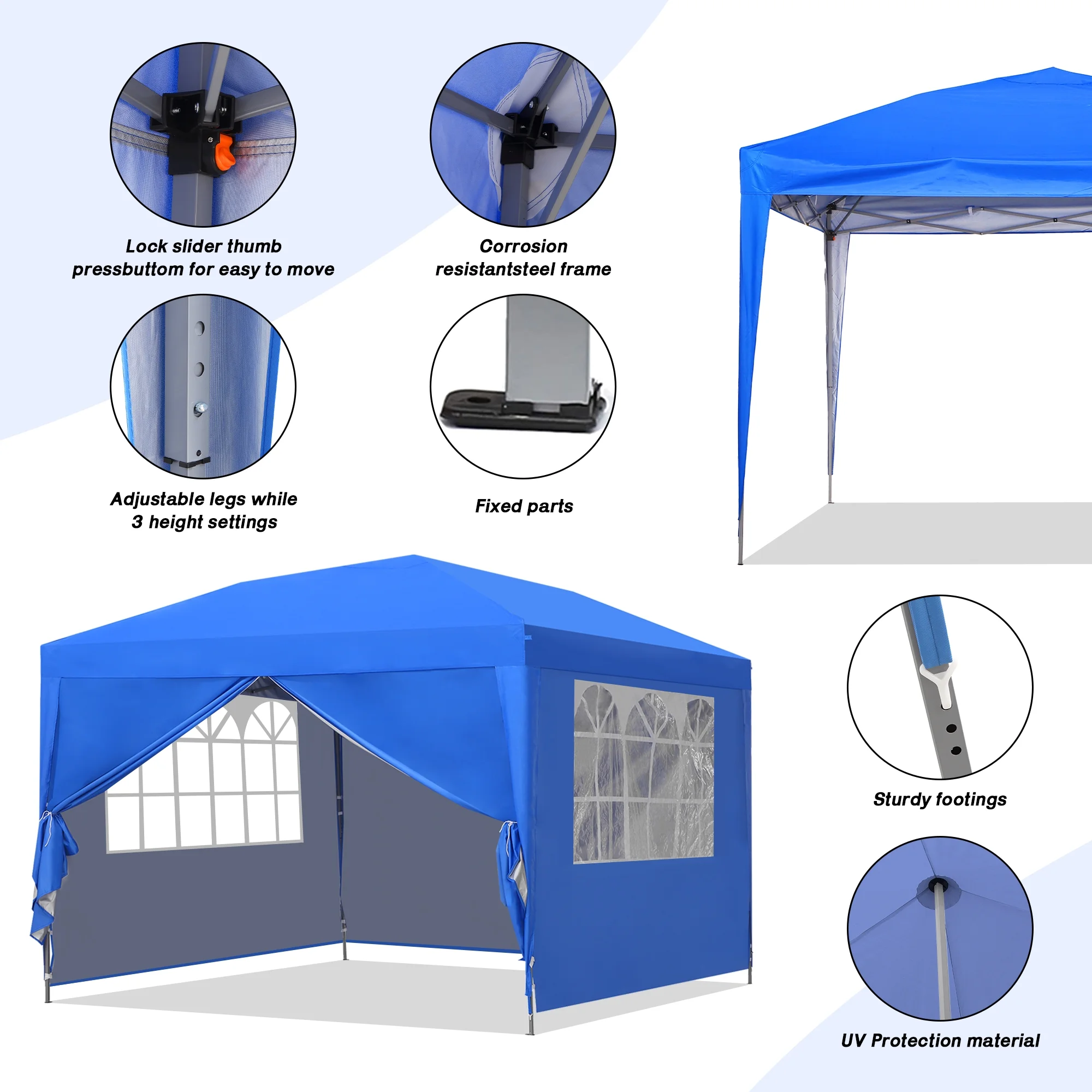 Outdoor Basics 10 ft x 10 ft Pop Up Canopy Tent with Carry Bag, Shade Canopy, Great for Picnic, Yard, Beach, Park, Camping, White - Womvr