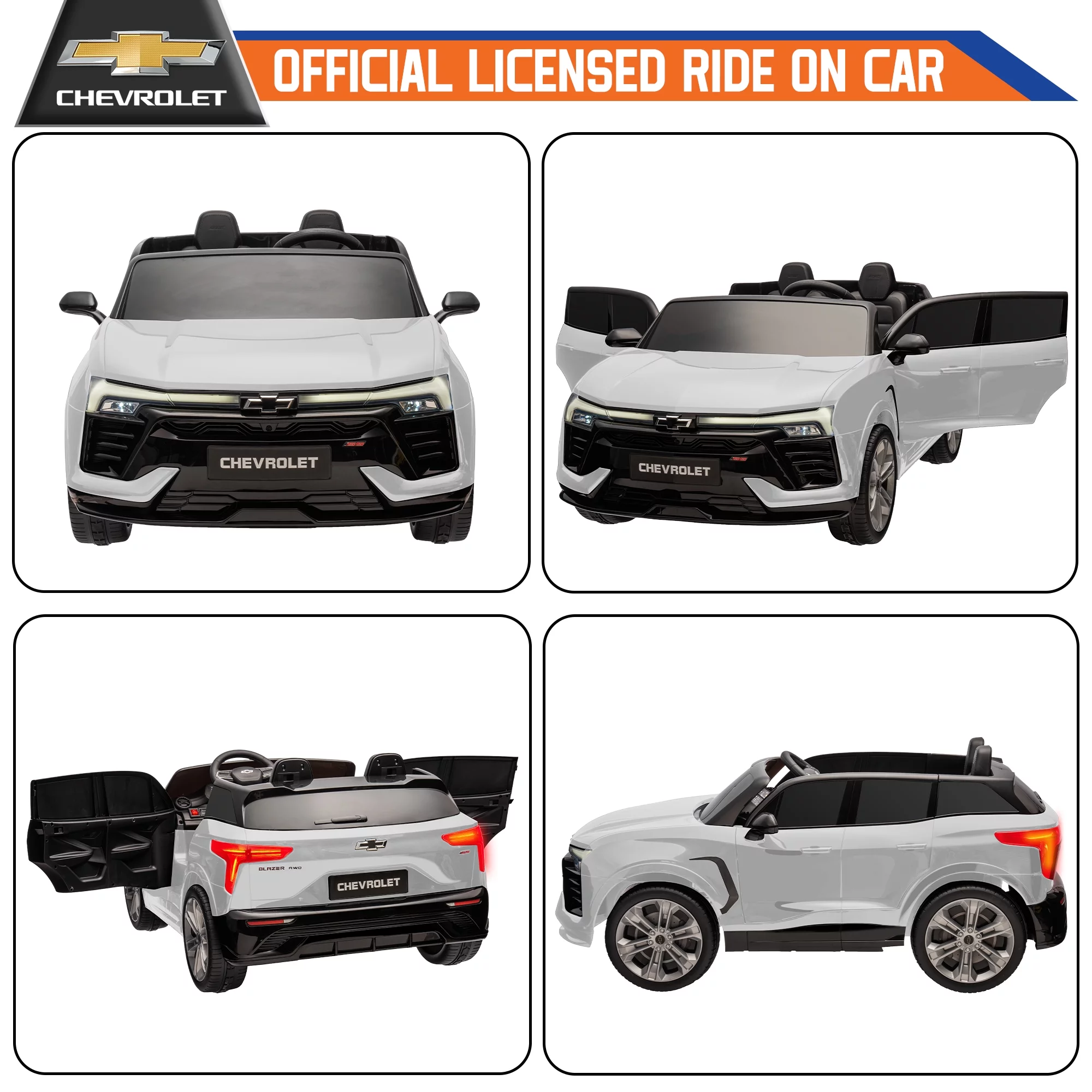 24V Kids Ride on Car, Licensed Chevrolet Blazer EV SS 2 Seater Ride on Toy Truck with Remote, Electric Cars for Kids Boys Girls, LED Lights,MP3 Music, Bluetooth Black - Womvr