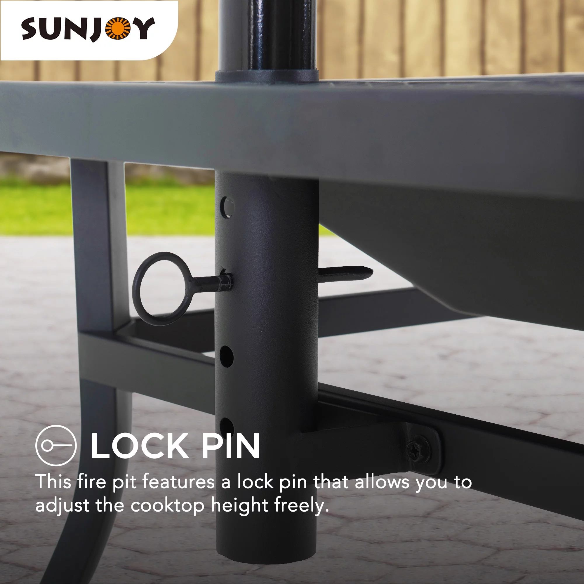 Sunjoy 38 Inch Grill Fire Pit for Outside, Outdoor Wood Burning Firepit with Adjustable Grill Grate and Fire Poker, BBQ Fire Pit table for Patio and Backyard - Womvr