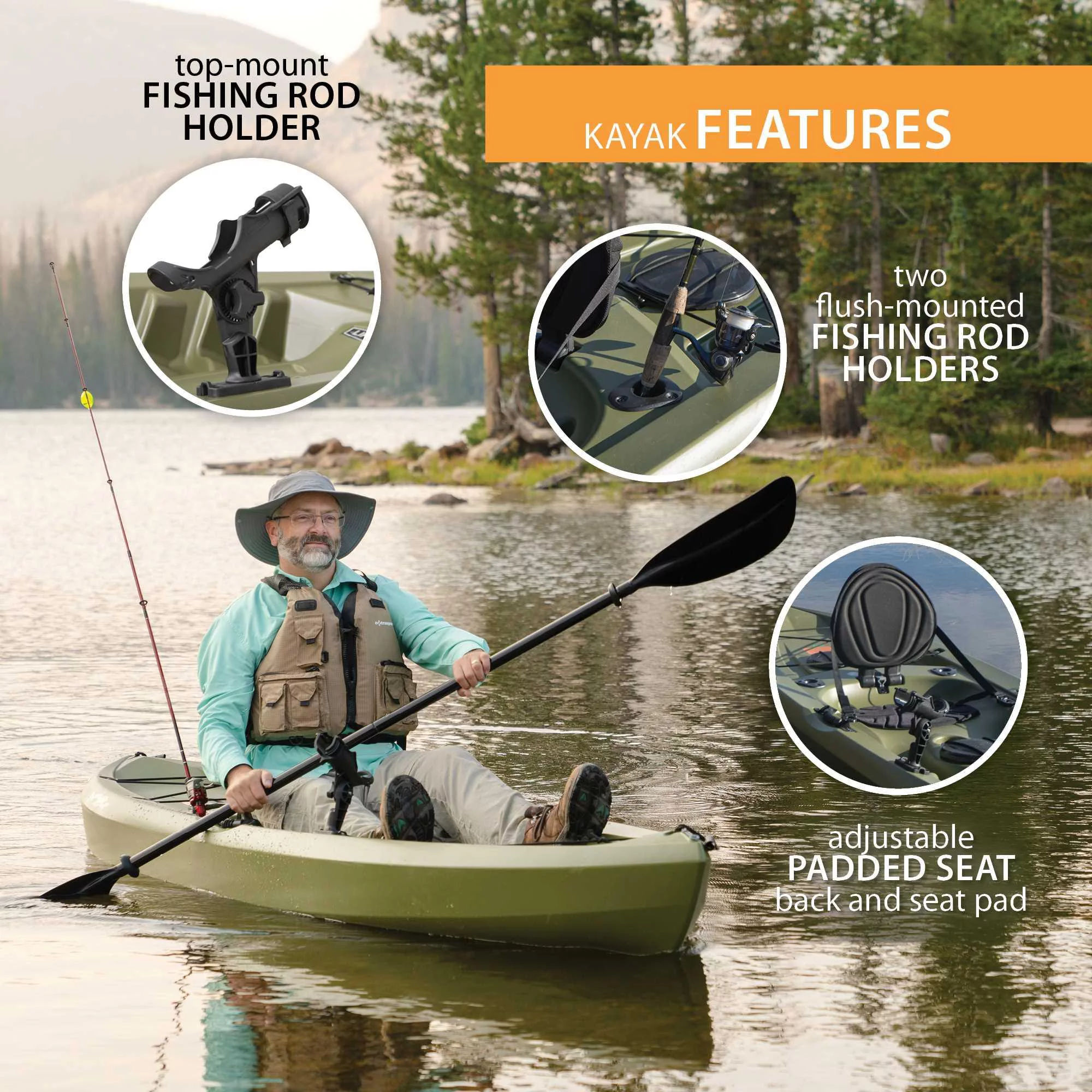 Lifetime Tamarack Angler 100 Fishing Kayak - Olive Green (90539) - Womvr