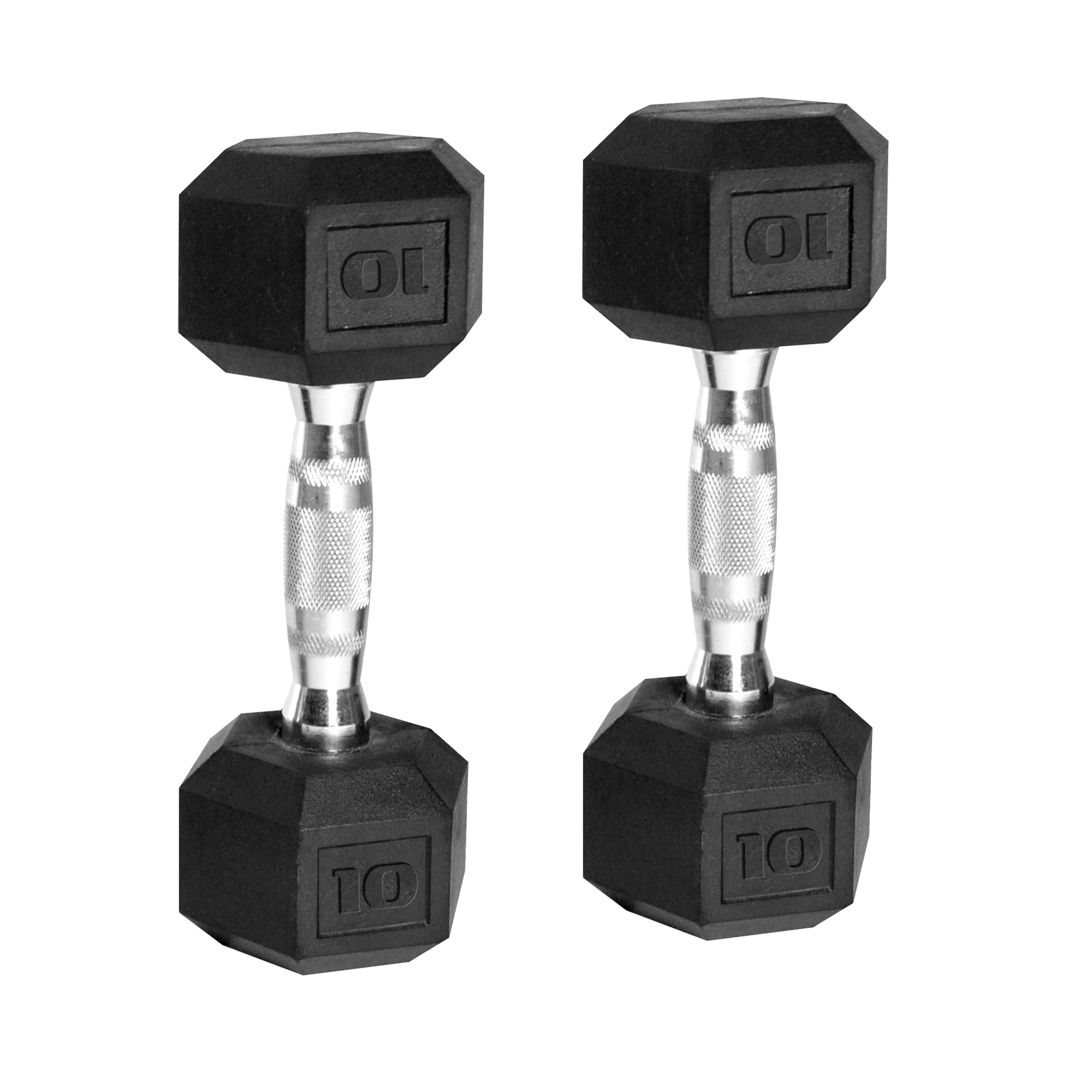 CAP 50 lb Rubber Hex Dumbbell Weight Set, Includes 2 x 10lb, 2 x 15lb Dumbbells - Womvr