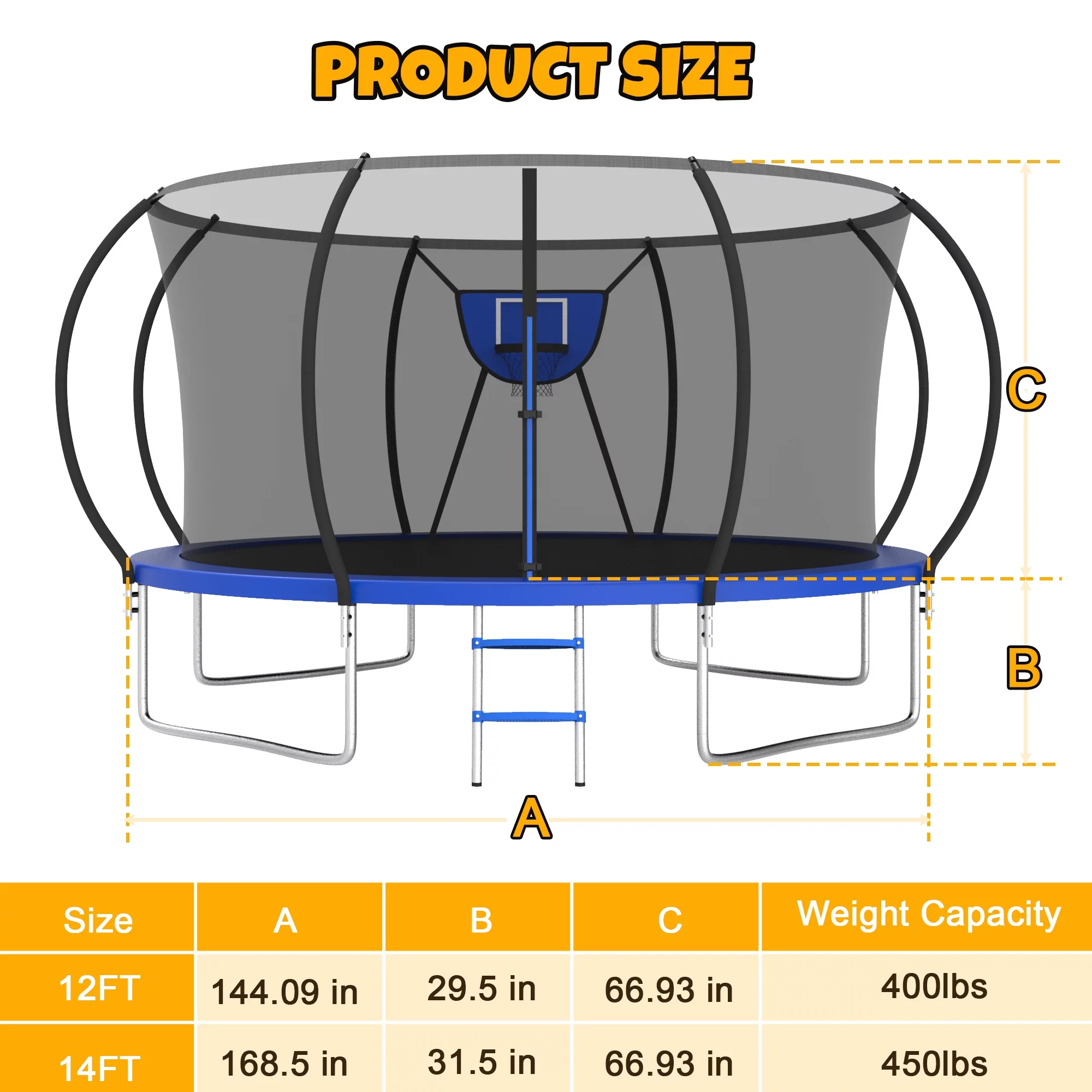 Elitezip Trampoline 12FT Trampoline for Kids and Adults, 1500LBS Heavy Duty Trampoline with Enclosure and Basketball Hoop, Outdoor Trampoline Easy Assembly - Womvr