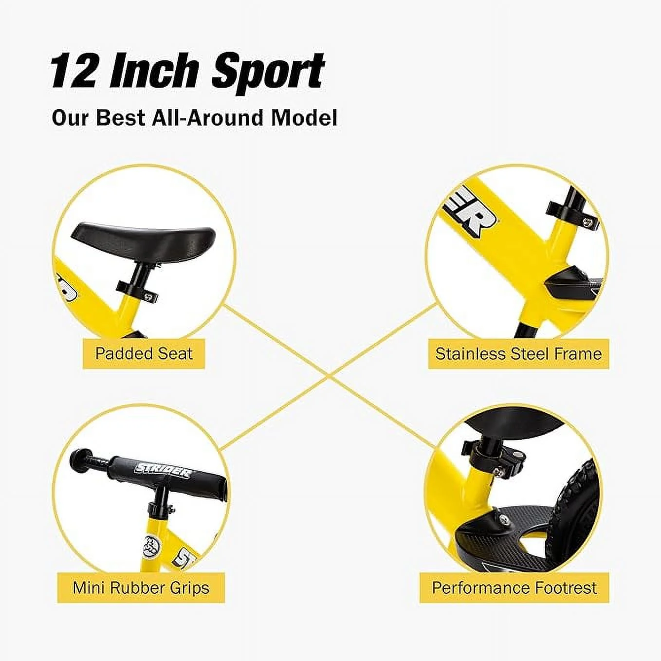 Strider - 12 Sport Balance Bike, Ages 18 Months to 5 Years - Blue - Womvr