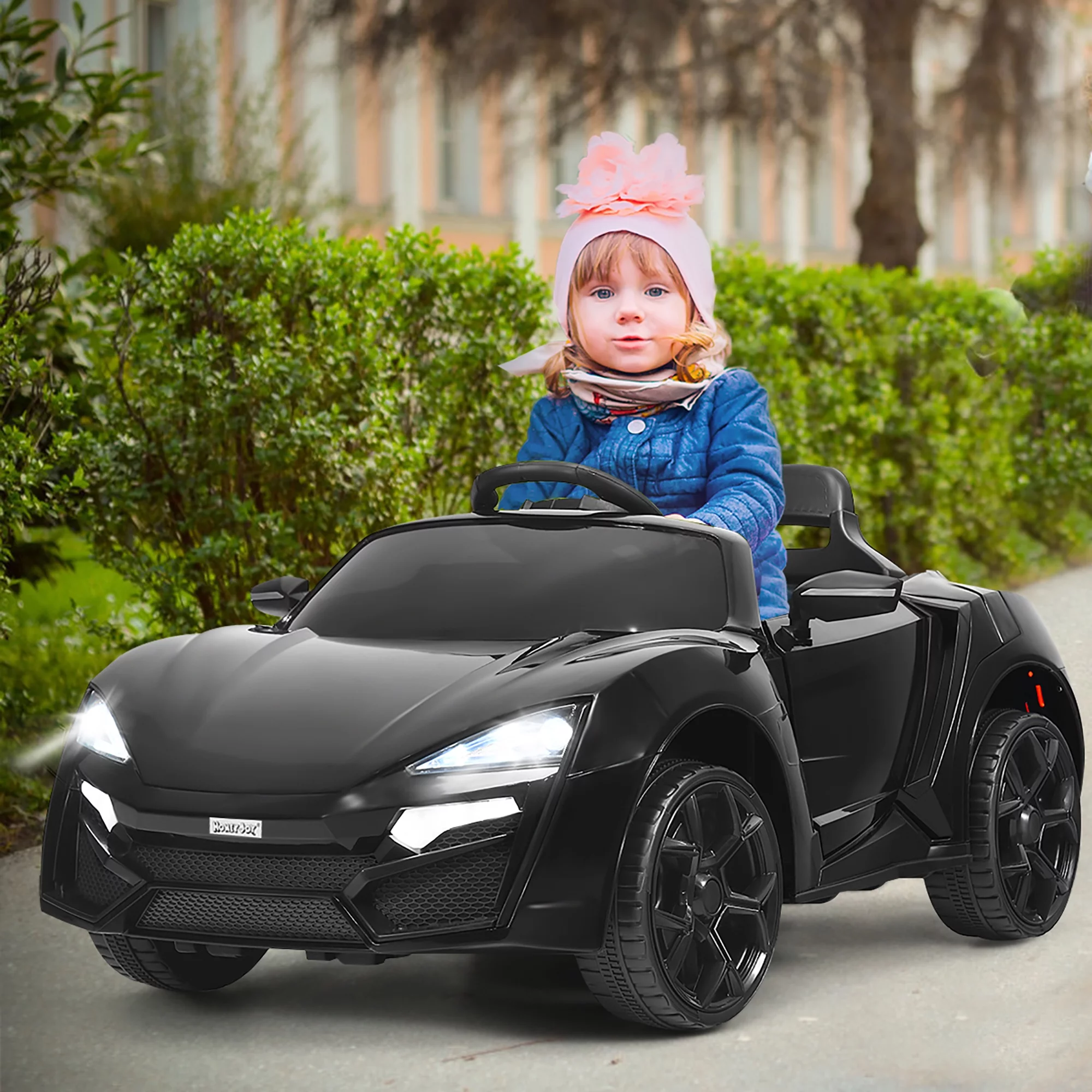 Costway 12V Kids Ride On Car 2.4G RC Electric Vehicle w/ Lights MP3 Openable Doors Pink - Womvr