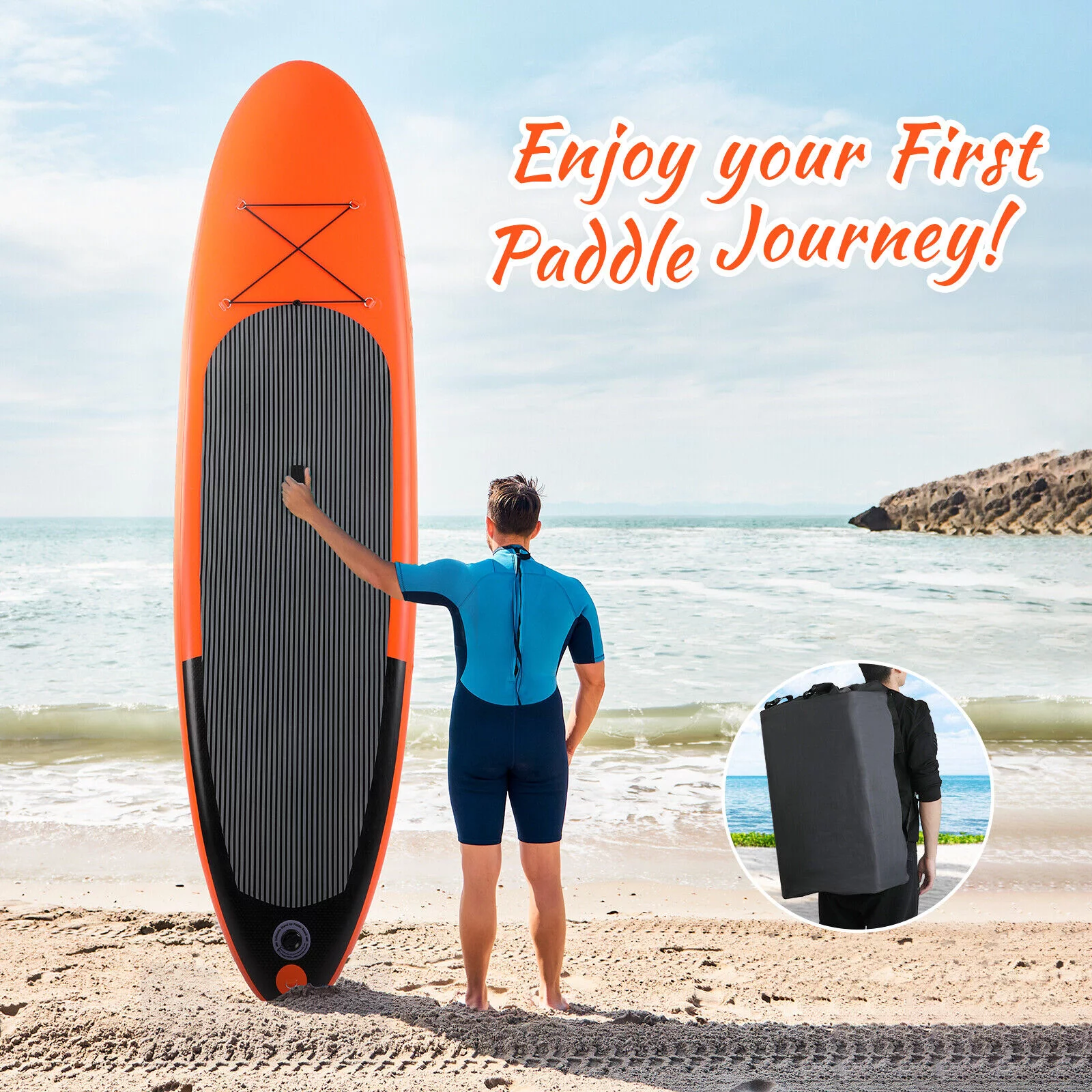 Pirecart 10ft Inflatable SUP Stand up Paddle Board with Backpack, Paddle, Leash - Womvr