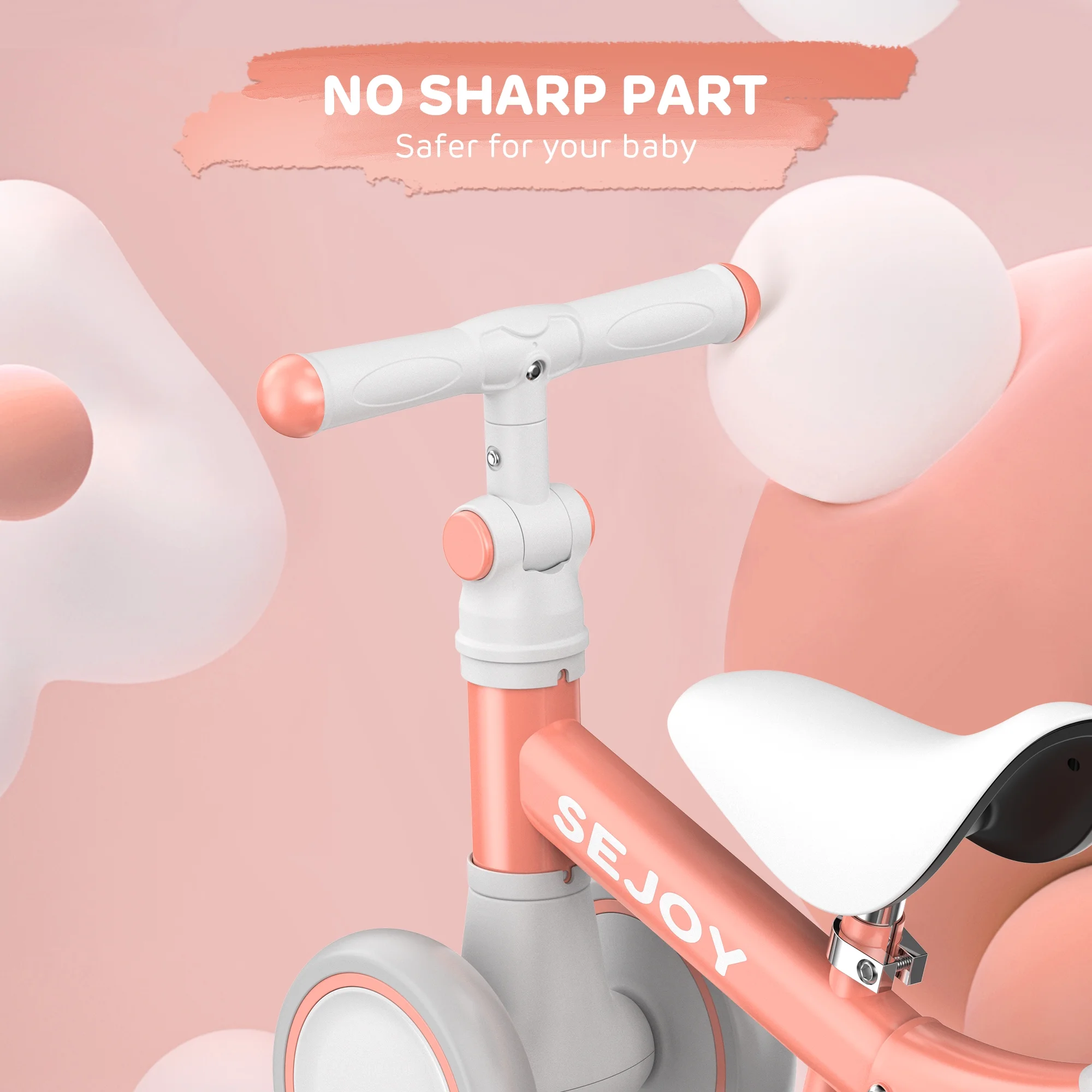 Sejoy Baby Balance Bike, Toddler Baby Bicycle with 4 Wheels for 10-36 Months, Adjustable Handlebar Baby Outdoor Bike Riding Toy, First B-day Gift - Womvr