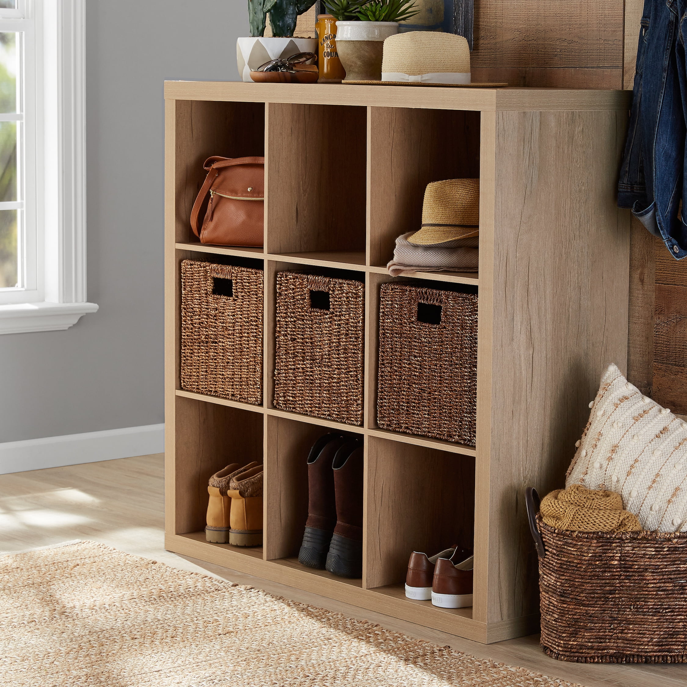 Better Homes & Gardens 9-Cube Storage Organizer, Natural - Womvr