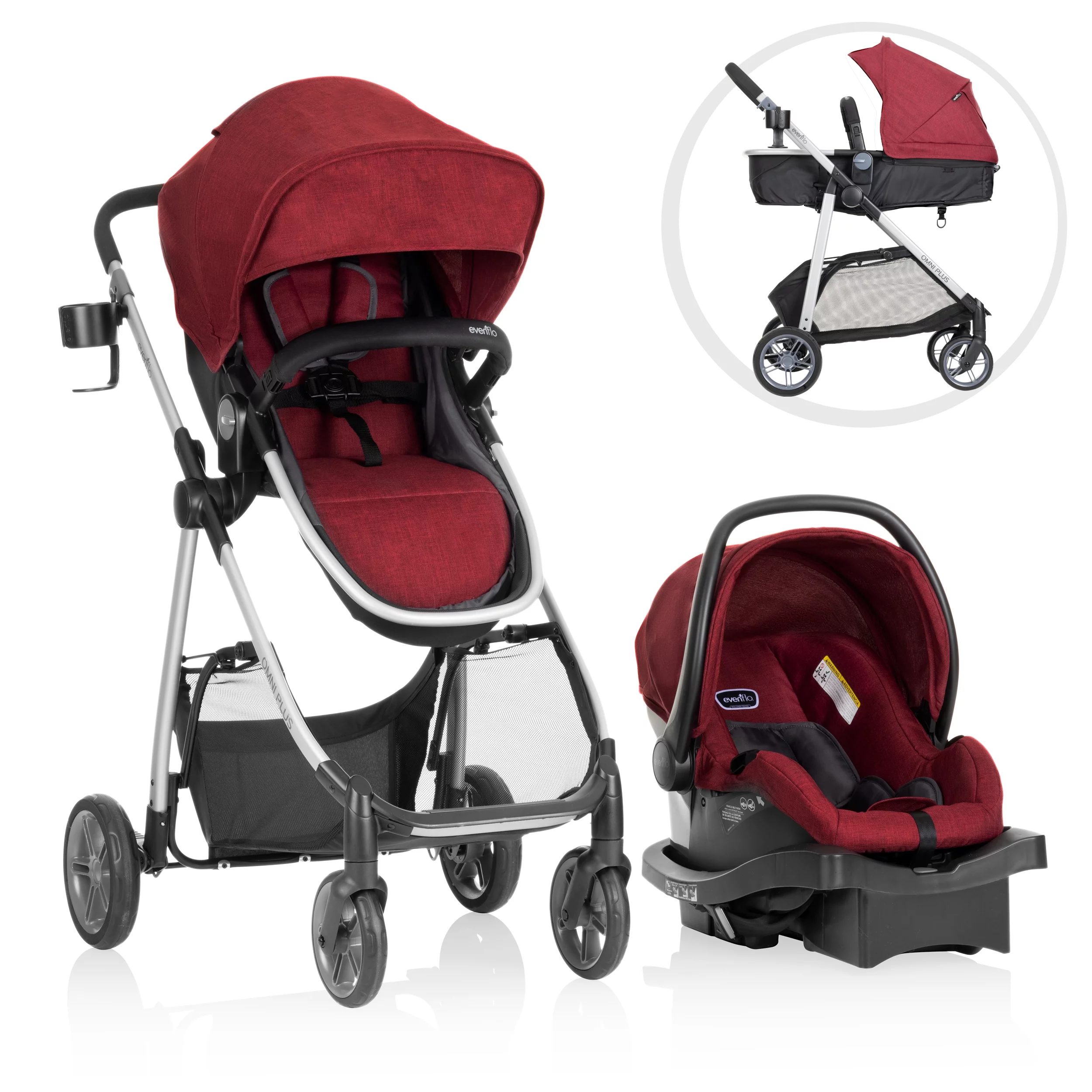 Evenflo Omni Plus Modular Travel System with LiteMax Sport Infant Car Seat, Mylar Gray, Unisex - Womvr