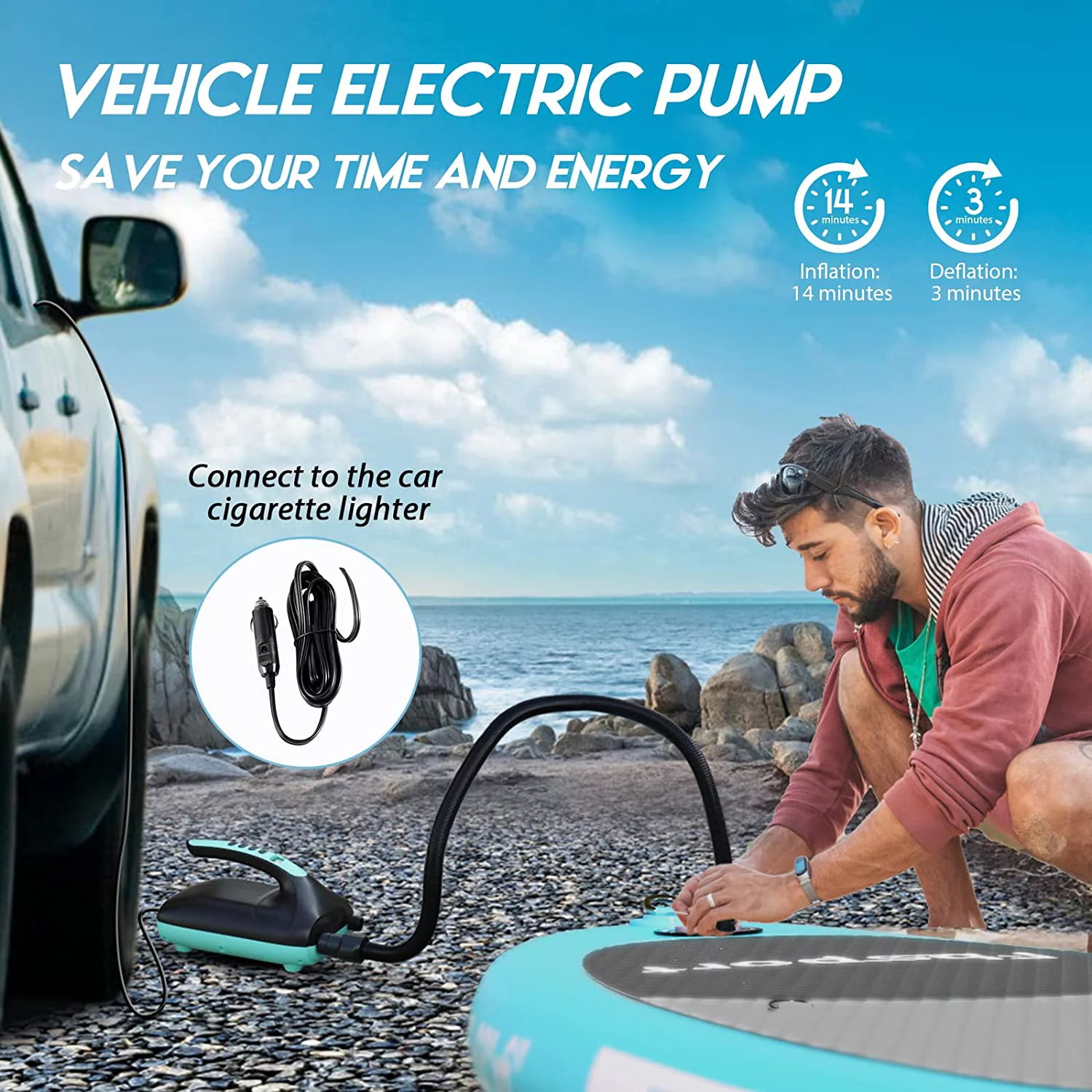 Summer Savings Fbsport 11ft Inflatable Paddle Board SUP, 6'' Thick W/Paddling Fins Electric Pump & Accessories Pack, Green - Womvr