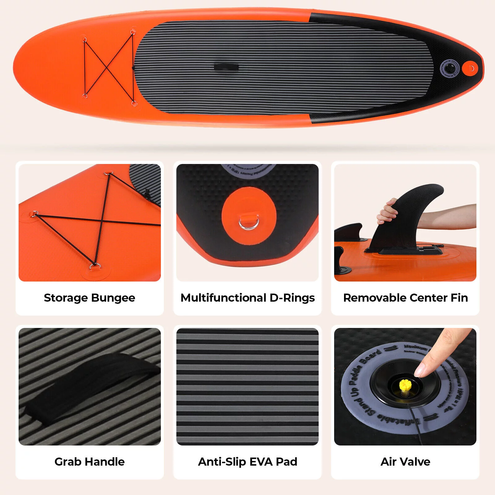 Pirecart 10ft Inflatable SUP Stand up Paddle Board with Backpack, Paddle, Leash - Womvr