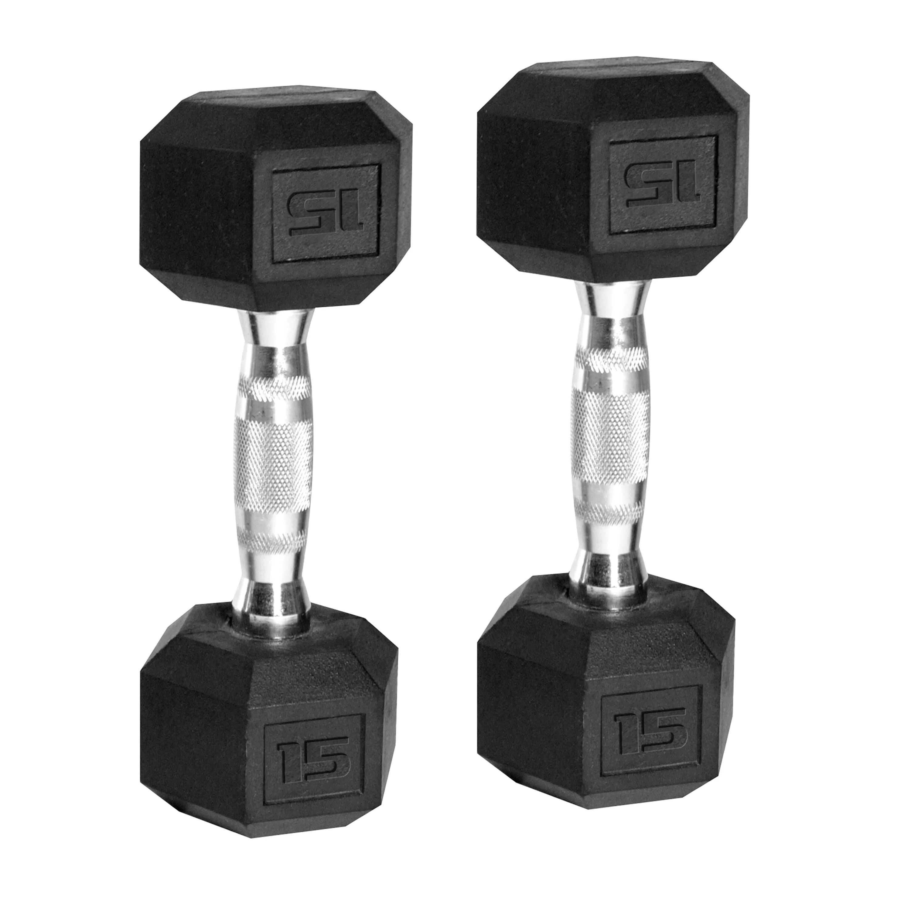 CAP 50 lb Rubber Hex Dumbbell Weight Set, Includes 2 x 10lb, 2 x 15lb Dumbbells - Womvr