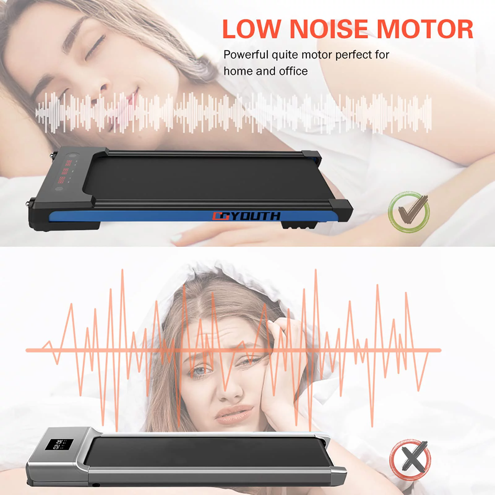 GOYOUTH Under Desk Treadmill Electric Walking Jogging Exercise Machine for Home/Office Use - Womvr