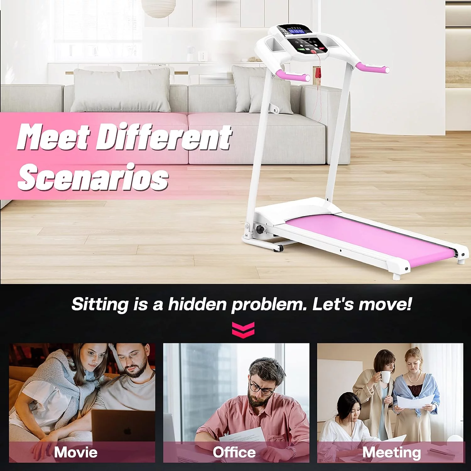 IM Lashes Folding Treadmill, Electric Running Walking Exercise Machine with 0.8 - 12 km/h Speed, 12 Preset Programs - Womvr