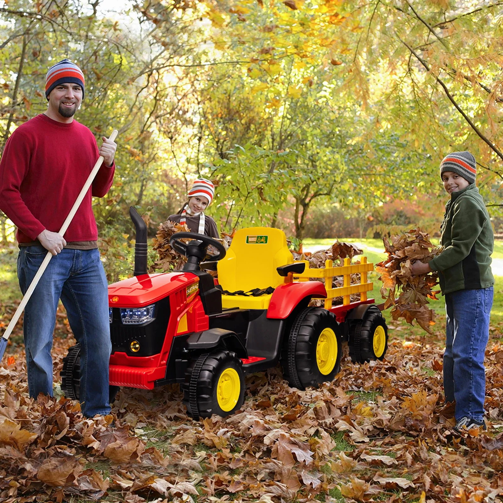 EastVita 3 in 1 Ride on Tractor, 24V Ride on Car Toy Electric Truck Vehicle ,Six-wheeled UTV Car, w/Trailer,Remote Control, LED Lights, Music, USB ,Pink - Womvr