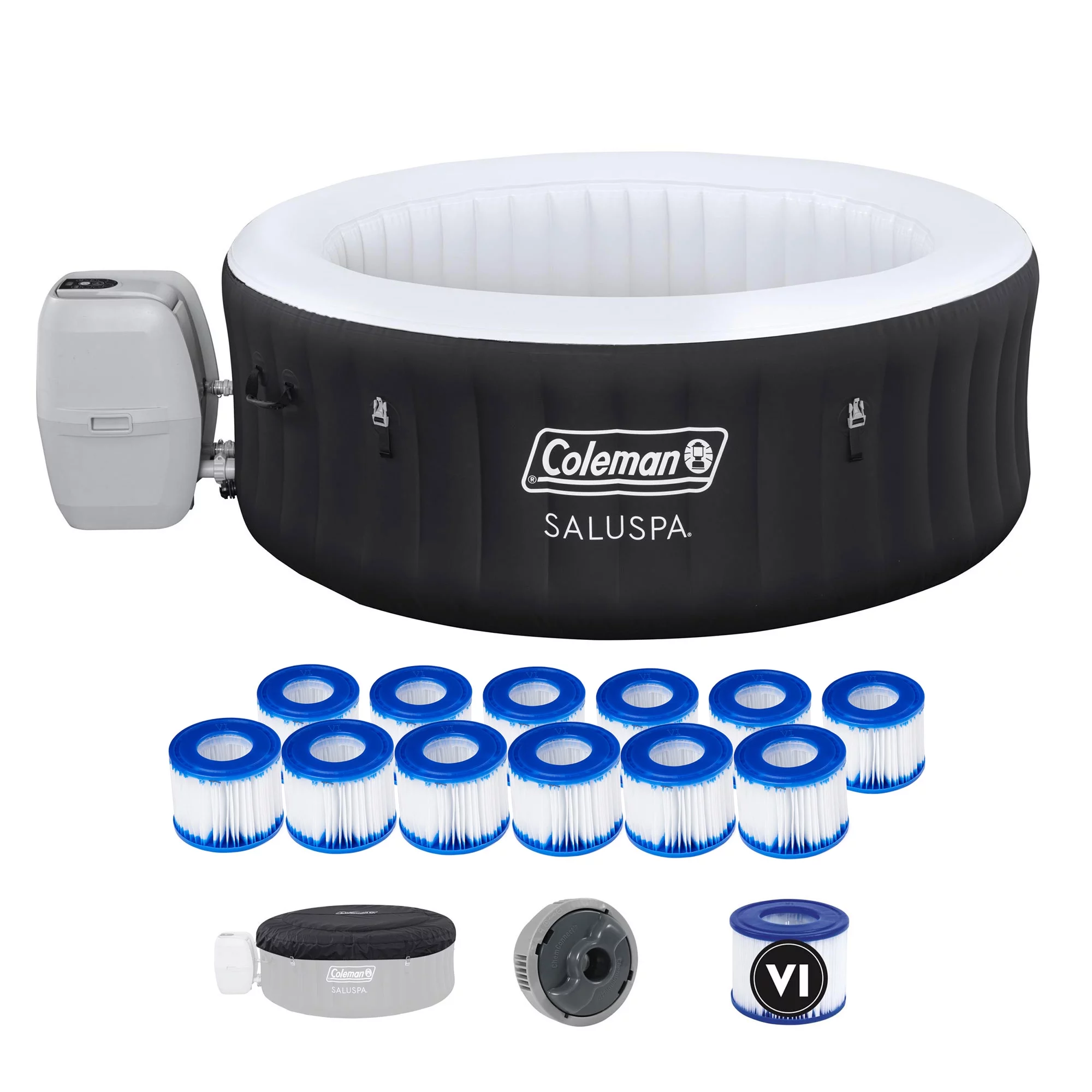 Coleman SaluSpa 4 Person Inflatable Hot Tub Spa with 12 Filter Cartridges - Womvr