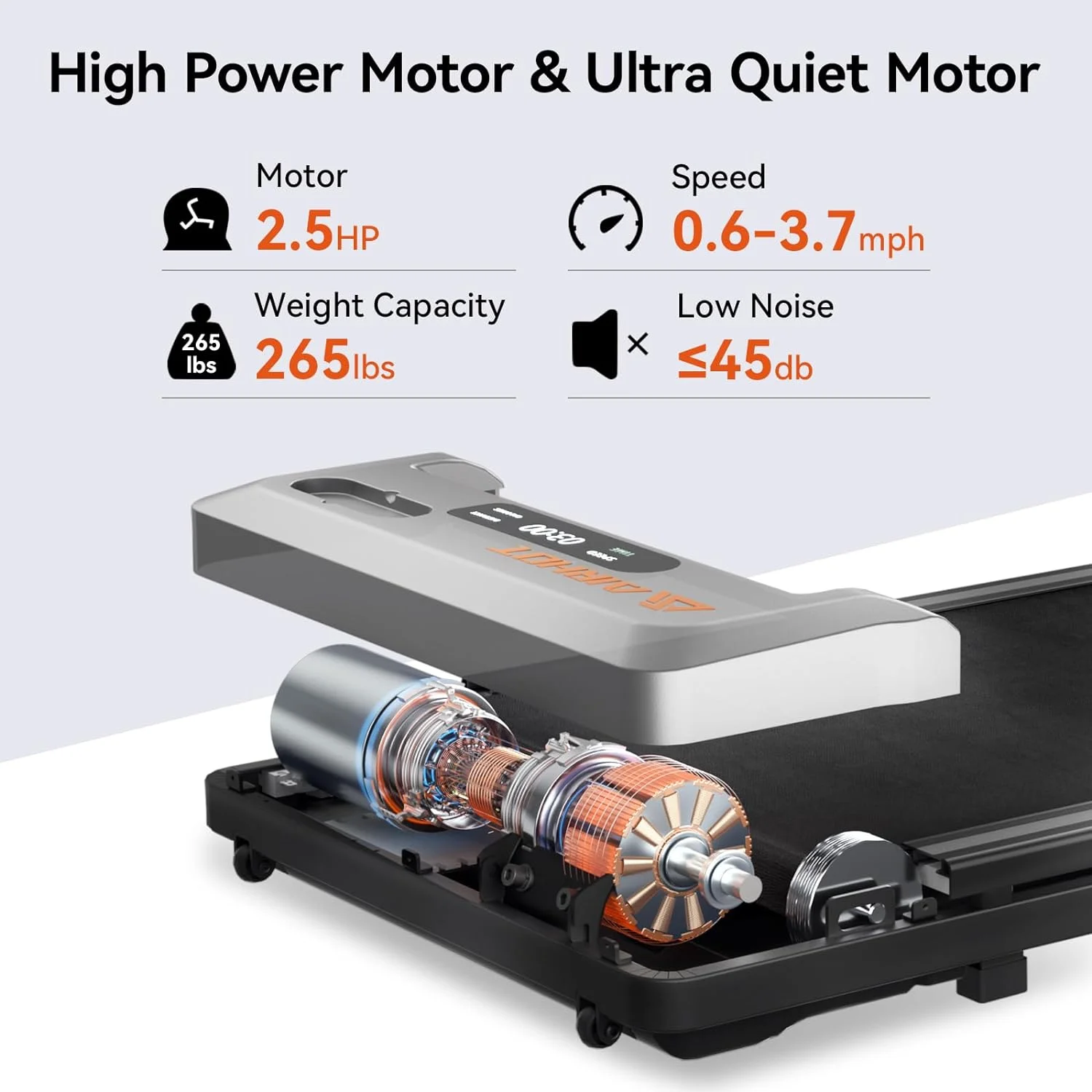 CoolHut 2.5Hp Walking Pad, Walking Area 2 in 1 Under Desk Treadmill,300lb Walking Treadmill with Remote Control and LED Display, Quiet, Compact & Small Treadmill for Home & Office, Black - Womvr