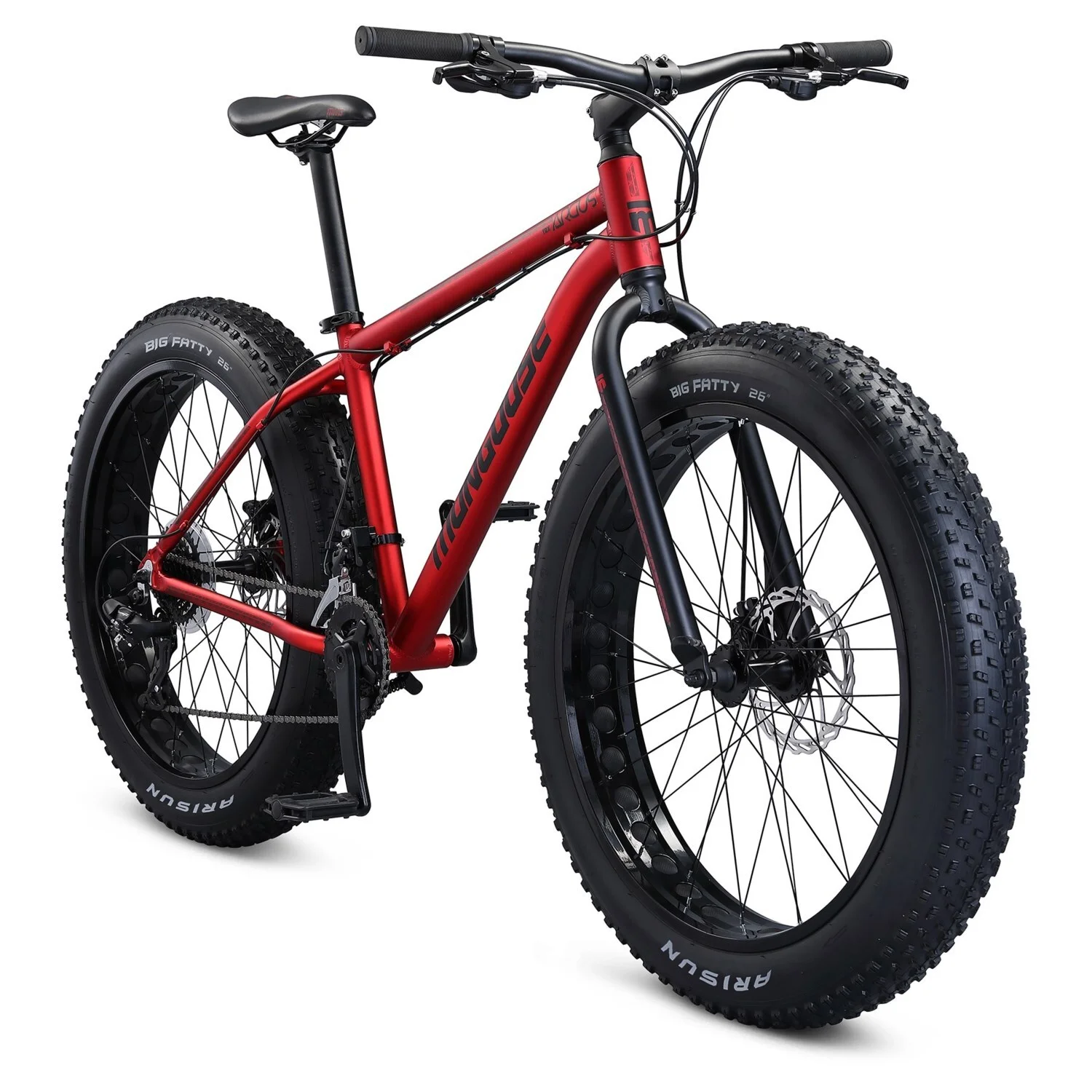 Mongoose Argus TRX Fat Tire Mountain Bike, 26-Inch Wheels, 16 Speeds, Red - Womvr