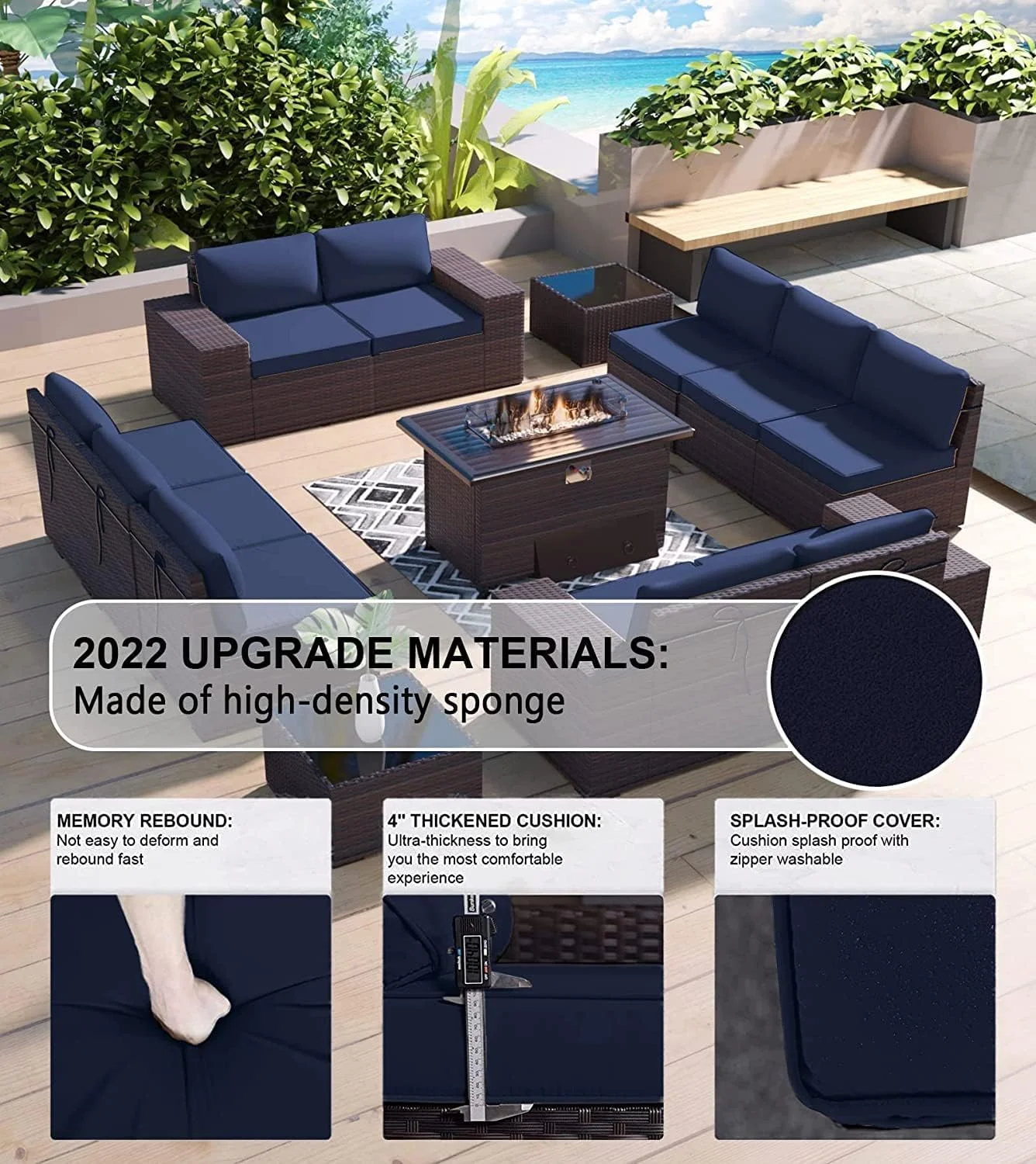 Gotland 13 Pieces Outdoor Patio Rattan Wicker Furniture Set with 43