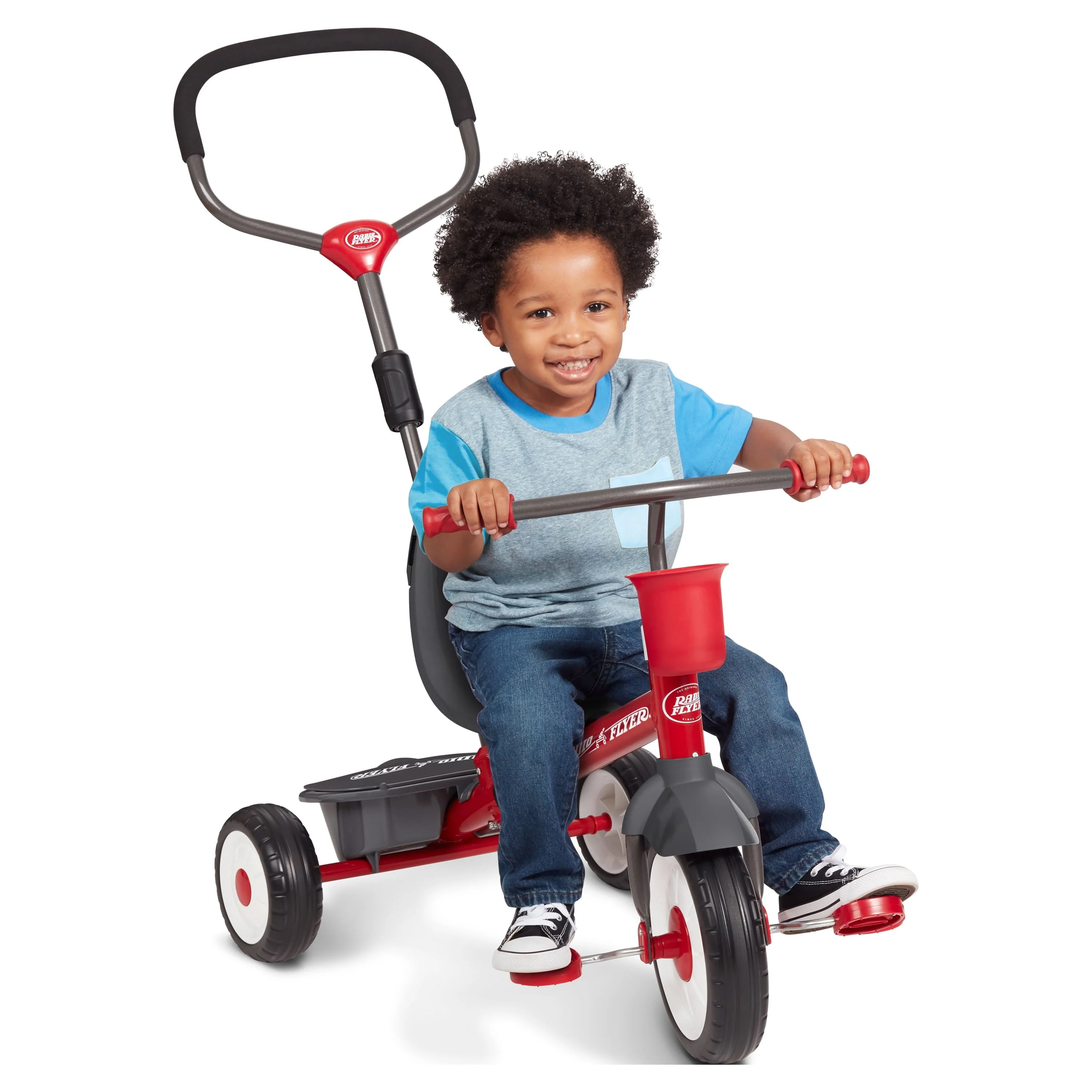 Radio Flyer, 4-in-1 Stroll 'N Trike with Activity Tray, Red & Gray, Convertible Tricycle,  Unisex - Womvr