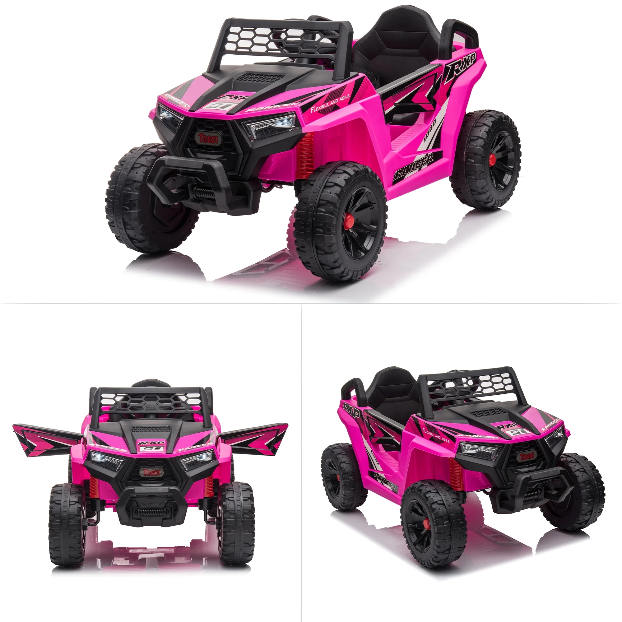 TOBBI 12V Kids Electric off-Road UTV Truck Car Battery Powered Ride on Toys for Girls with LED Headlights, Music, Horn - Womvr
