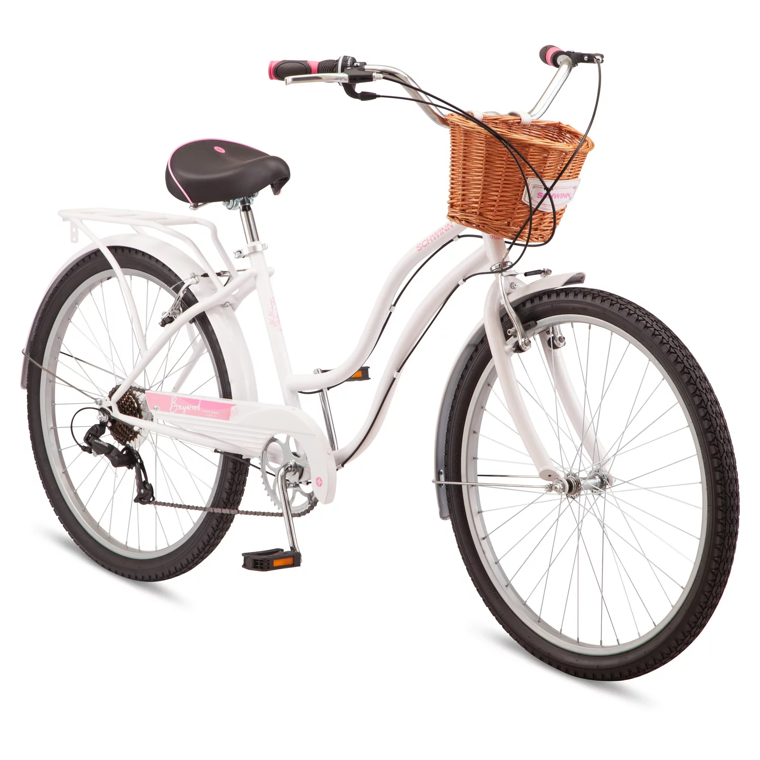 Schwinn Schwinn Baywood 7 Deluxe Cruiser Bike, 26-Inch Wheels, 7 Speed, White - Womvr