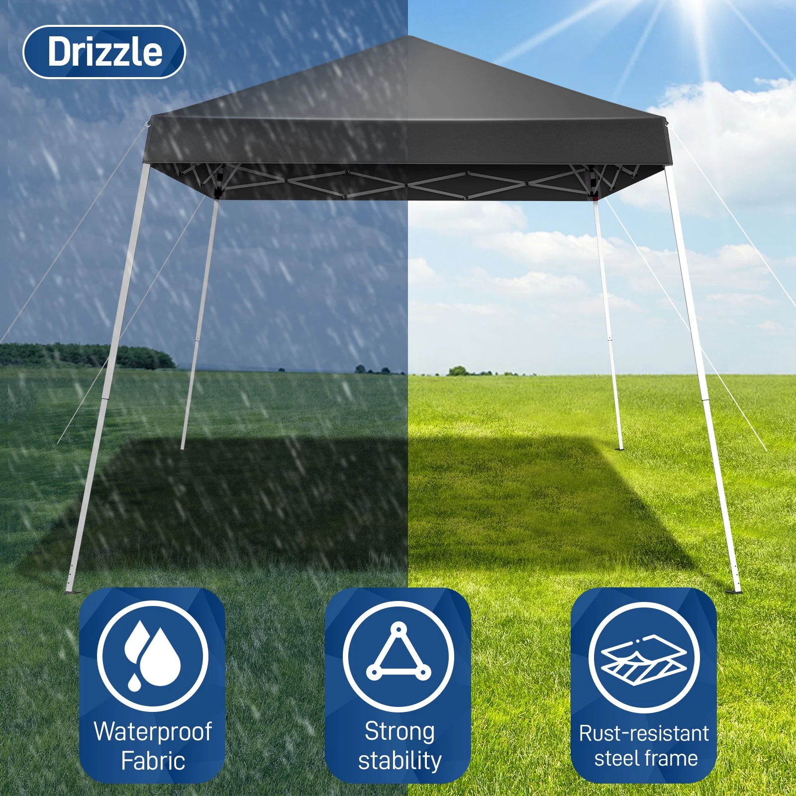 Zimtown 10ft x 10ft Base/8ft x 8ft Top Pop up Canopy Tent Instant Practical Waterproof Folding Tent with Carry Bag - Womvr