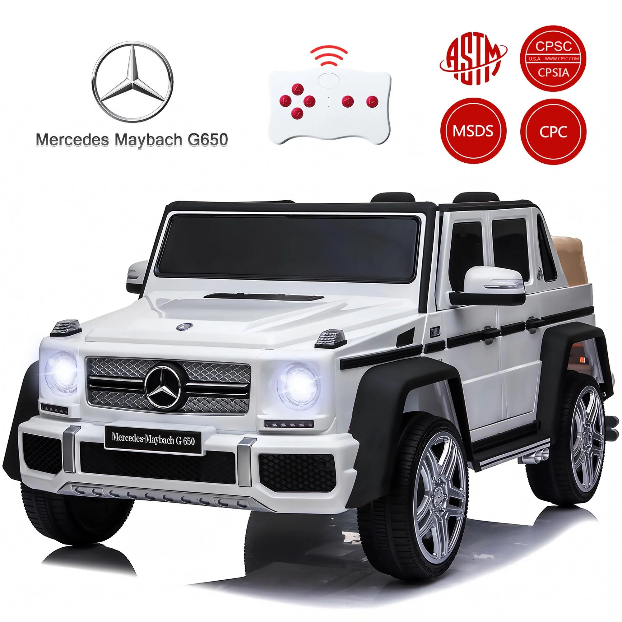 24V Ride on Car with Remote Control for Kids Mercedes Benz Ride on Car Toy for Boys and Girls 3-6 Years Old, Electric Vehicle, Bluetooth, LED Light, White - Womvr